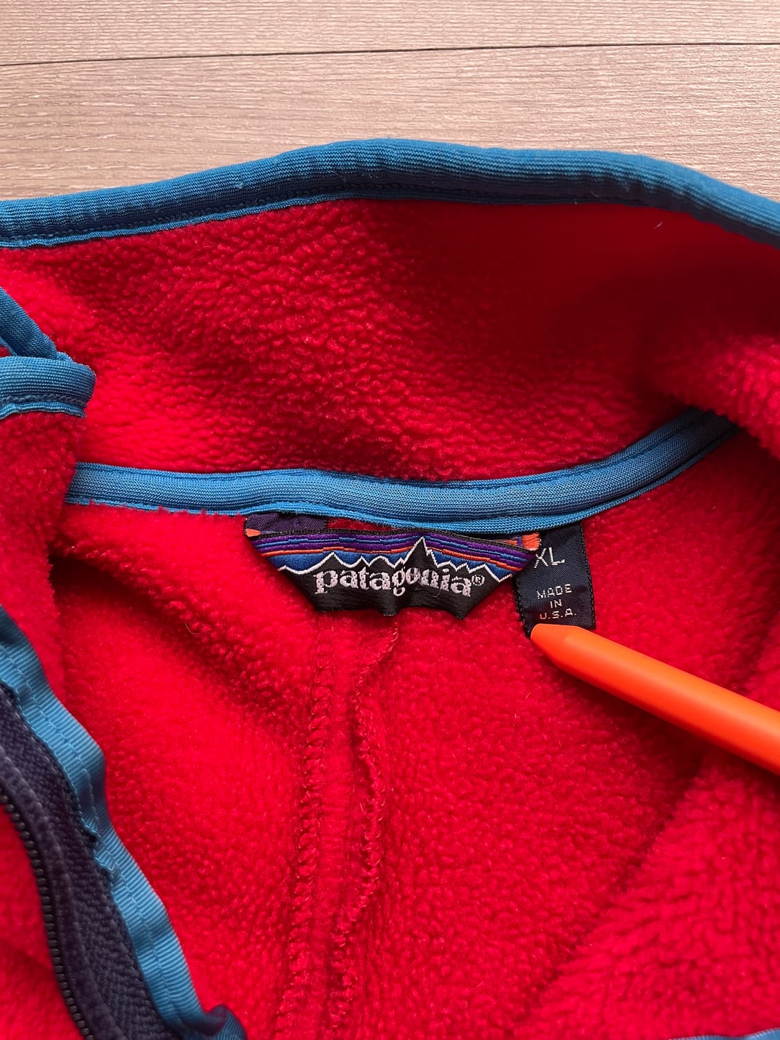80s 파타고니아 플리스 자켓 레드 블루 신칠라 상품이미지3