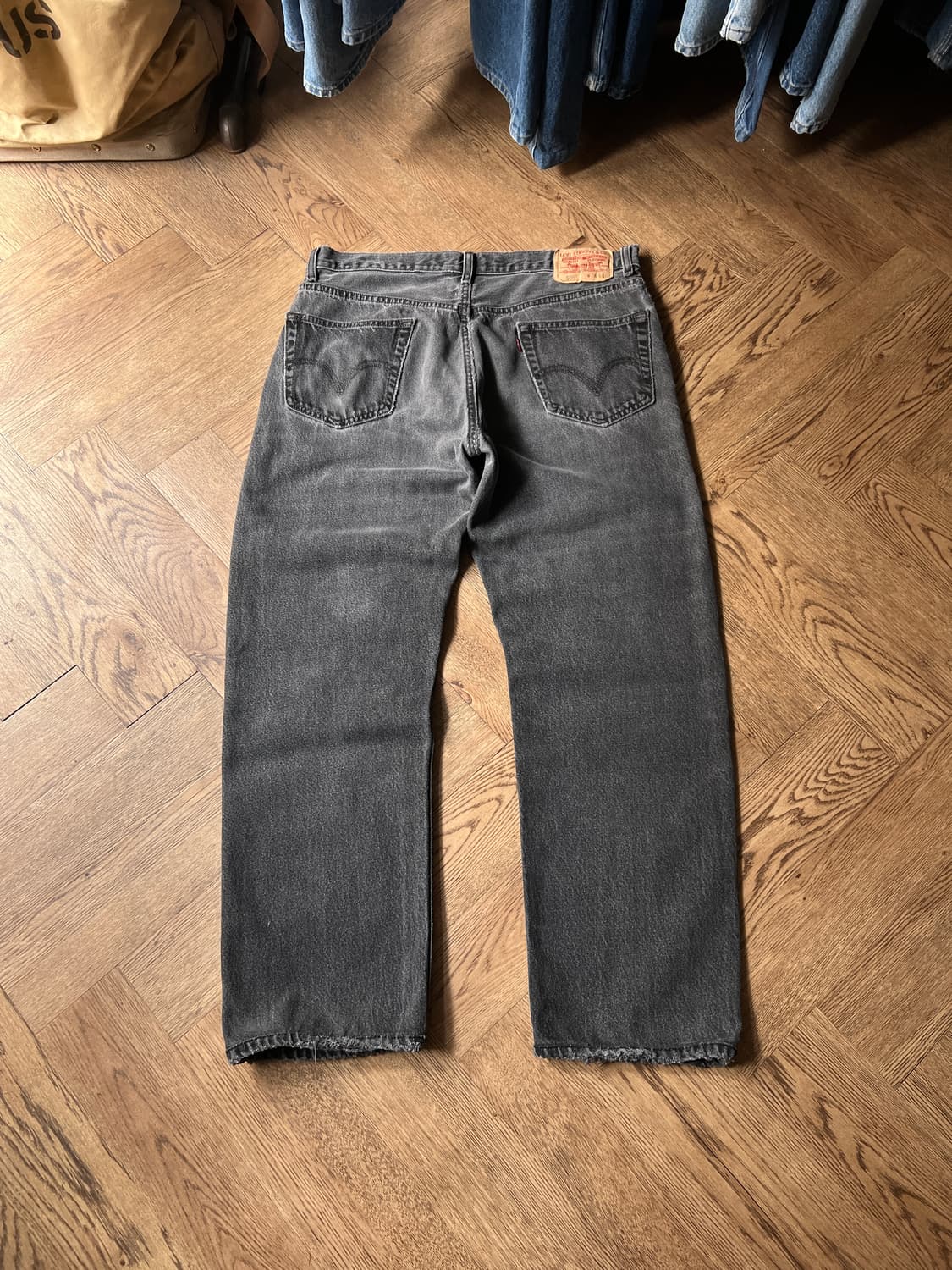 [36]00's 리바이스 505 멕시코제 빈티지 워싱 흑청 데님 팬츠 상품이미지2