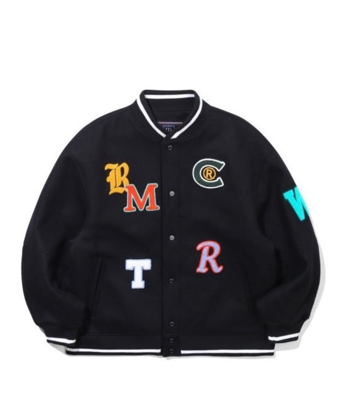 로맨틱크라운 폰트 울 로고 바시티 자켓 블랙 XL 상품이미지2