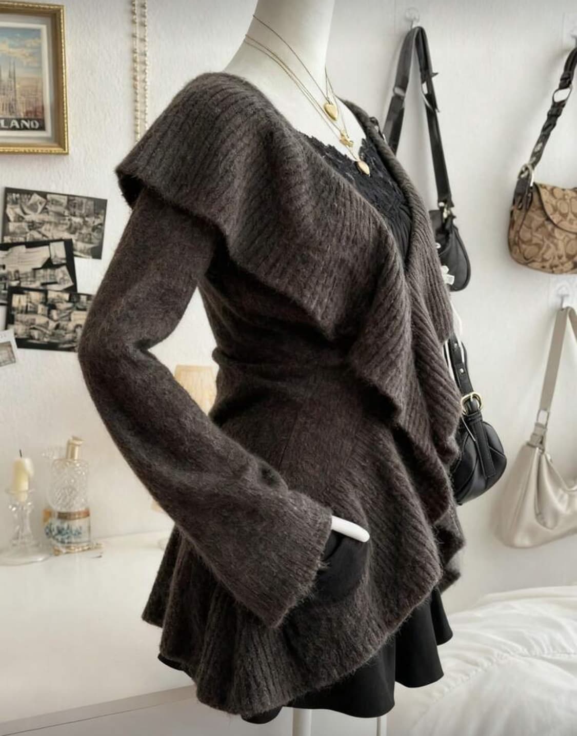 Y2k 갸루 플레어 니트 가디건 새상품 상품이미지2