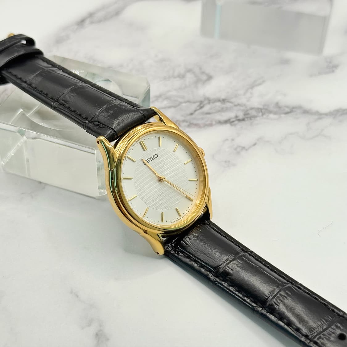 80s90s 빈티지 세이코 골드 림 텍스처 드레스 워치 상품이미지4