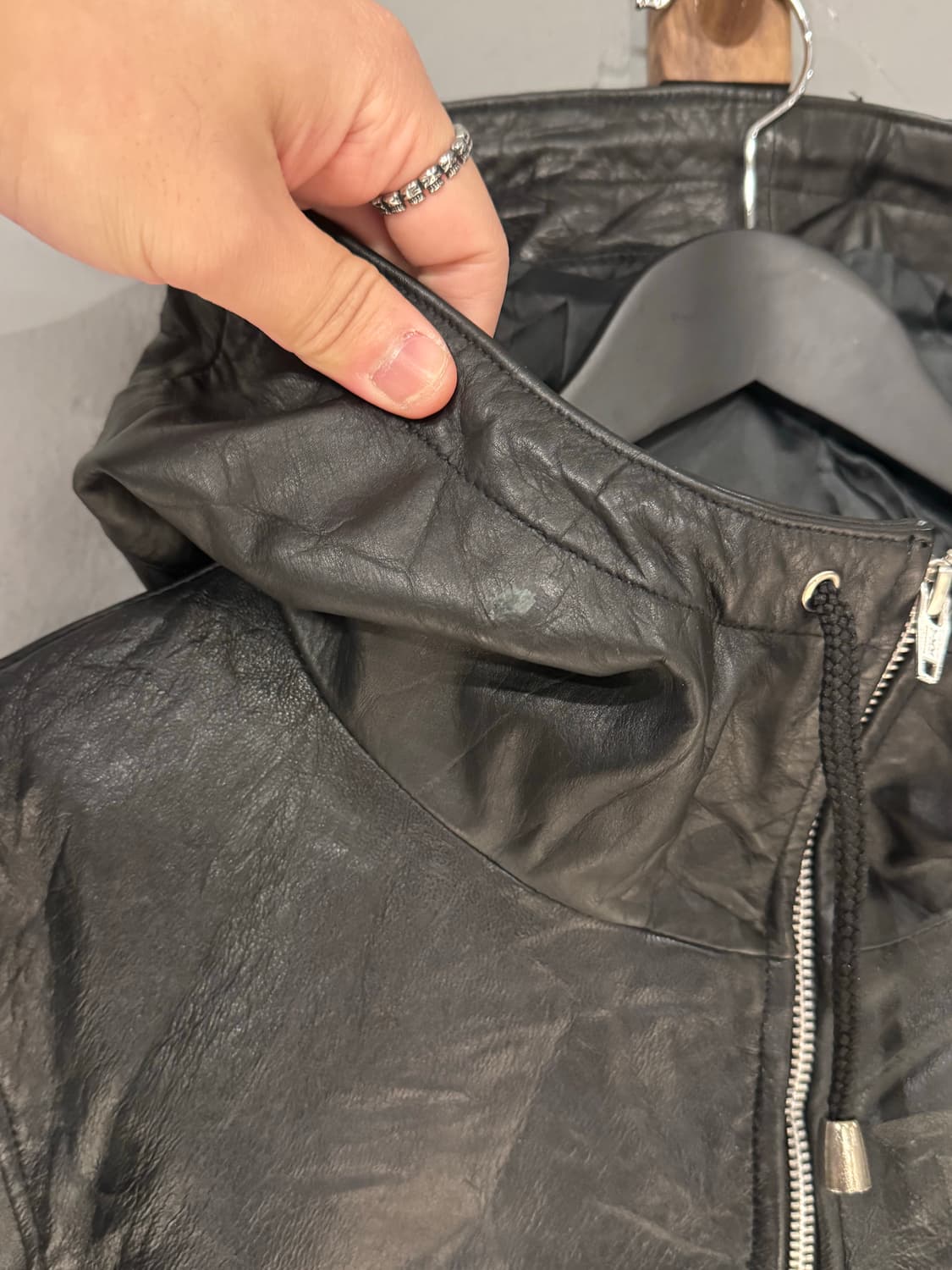 Roshell 양가죽 후드집업 가죽자켓 상품이미지6