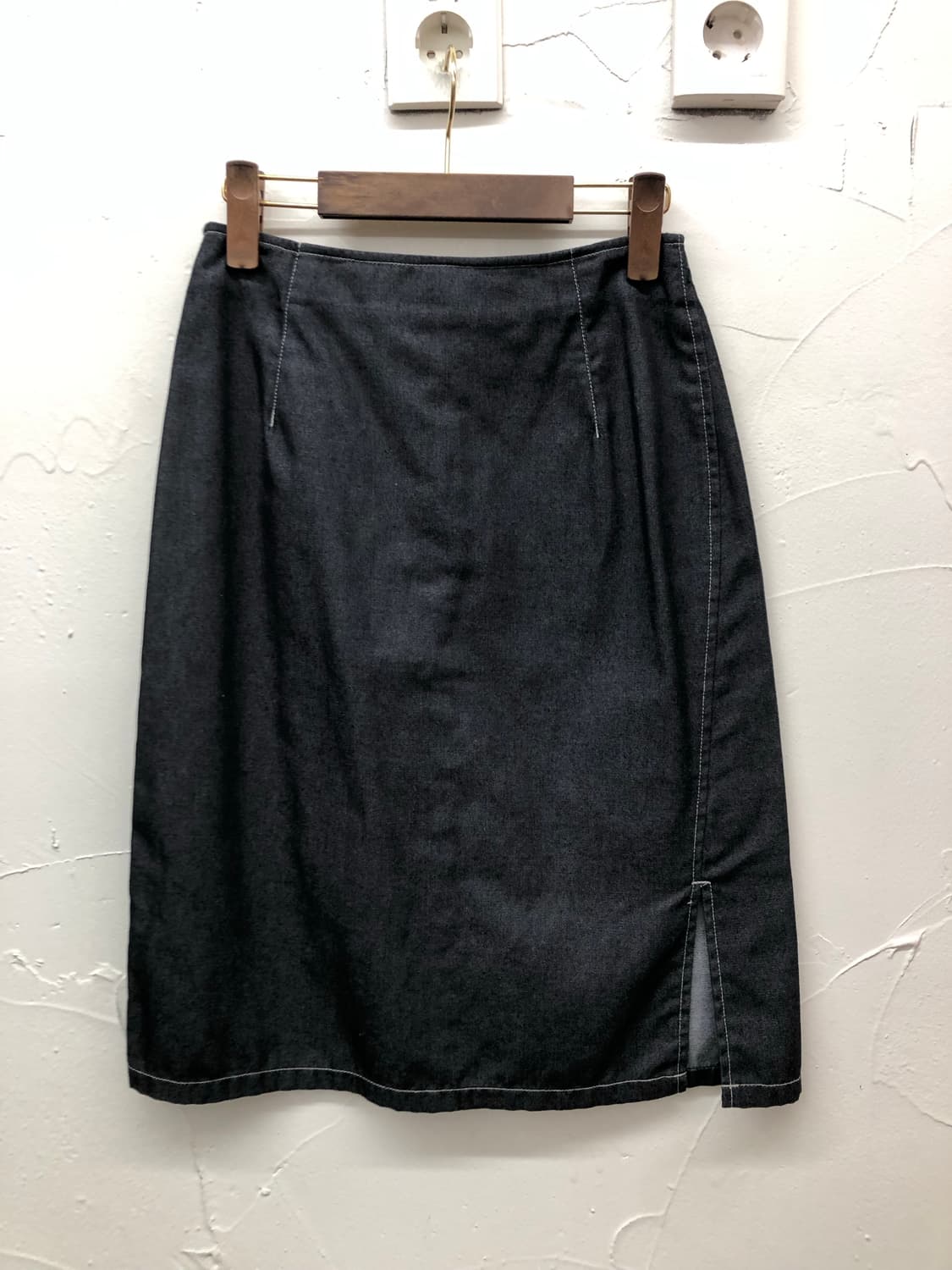 콤 사 이즘 데님 미디 스커트 상품이미지1