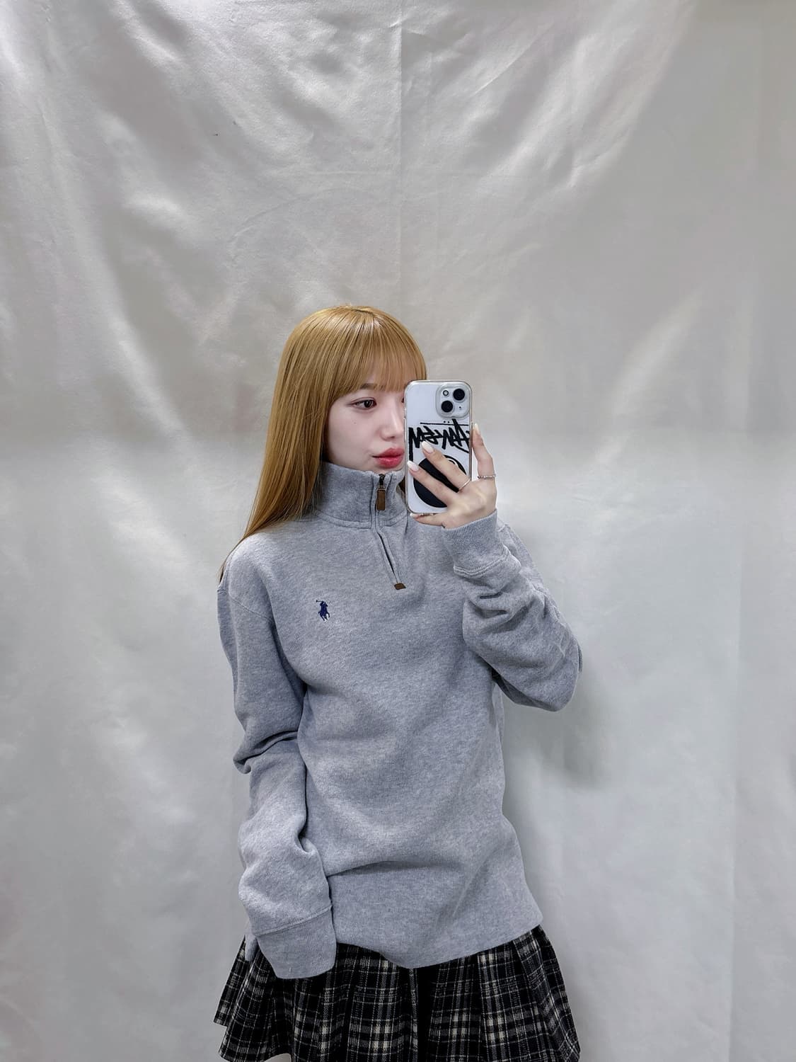 폴로 랄프로렌 QR 그레이 포니 반집업 니트  상품이미지1