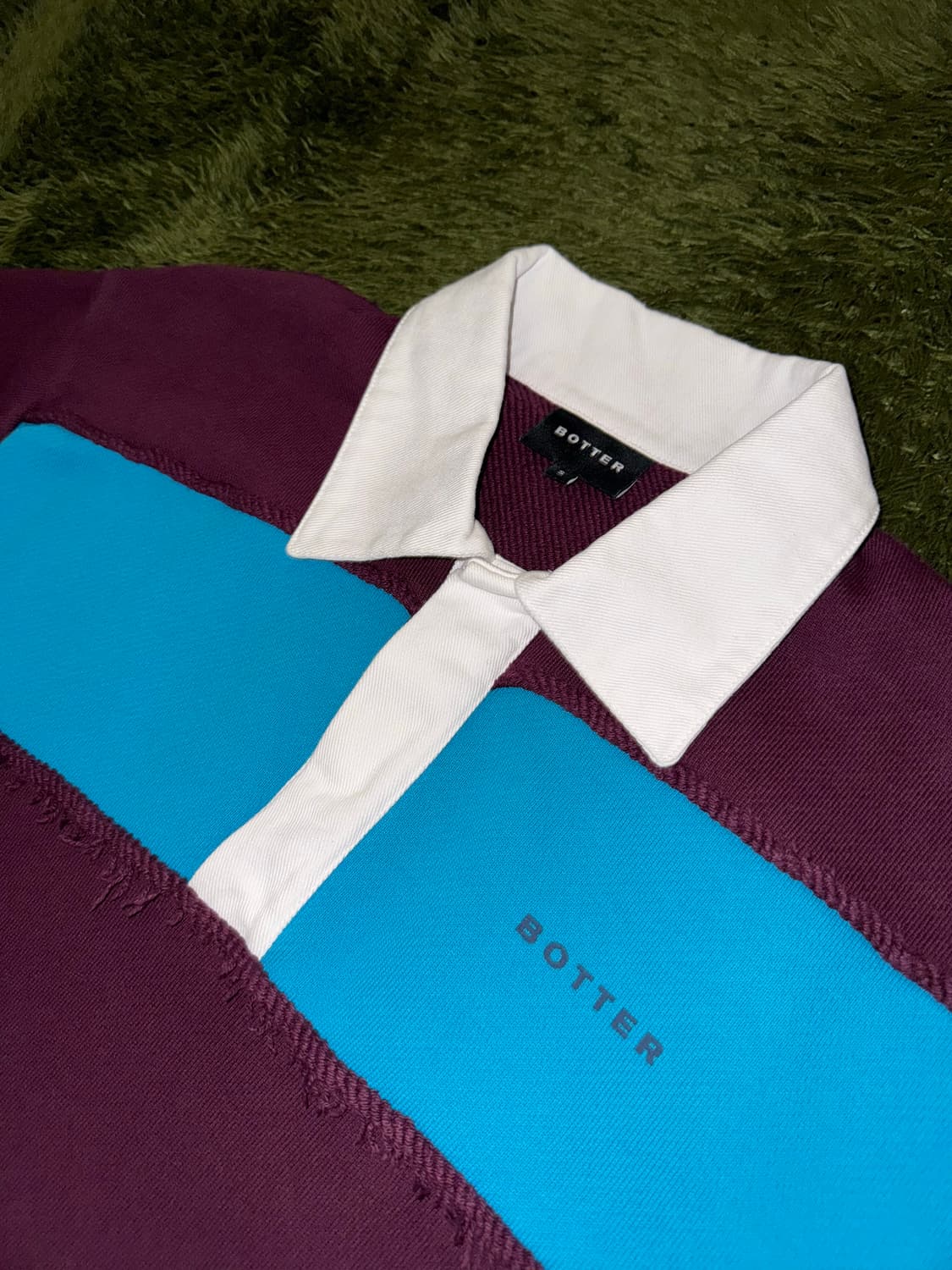 [S] BOTTER 보터 루즈 핏 스트라이프 패널 스웻 폴로 티셔츠 상품이미지2