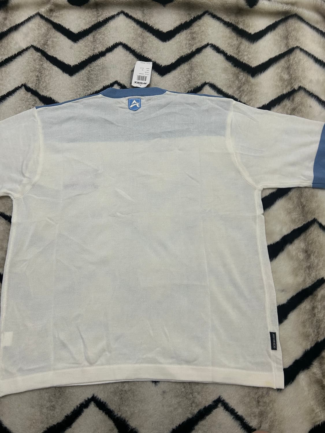 [2XL]아비렉스 반팔 니트/화이트블루 상품이미지3