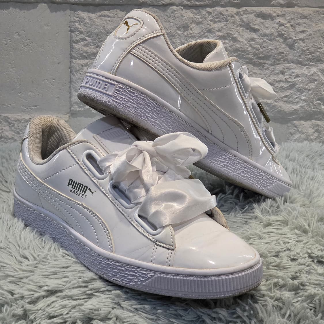 6w-14:푸마 바스켓 패턴 리본 스니커즈 화이트 (23.5cm) 상품이미지5