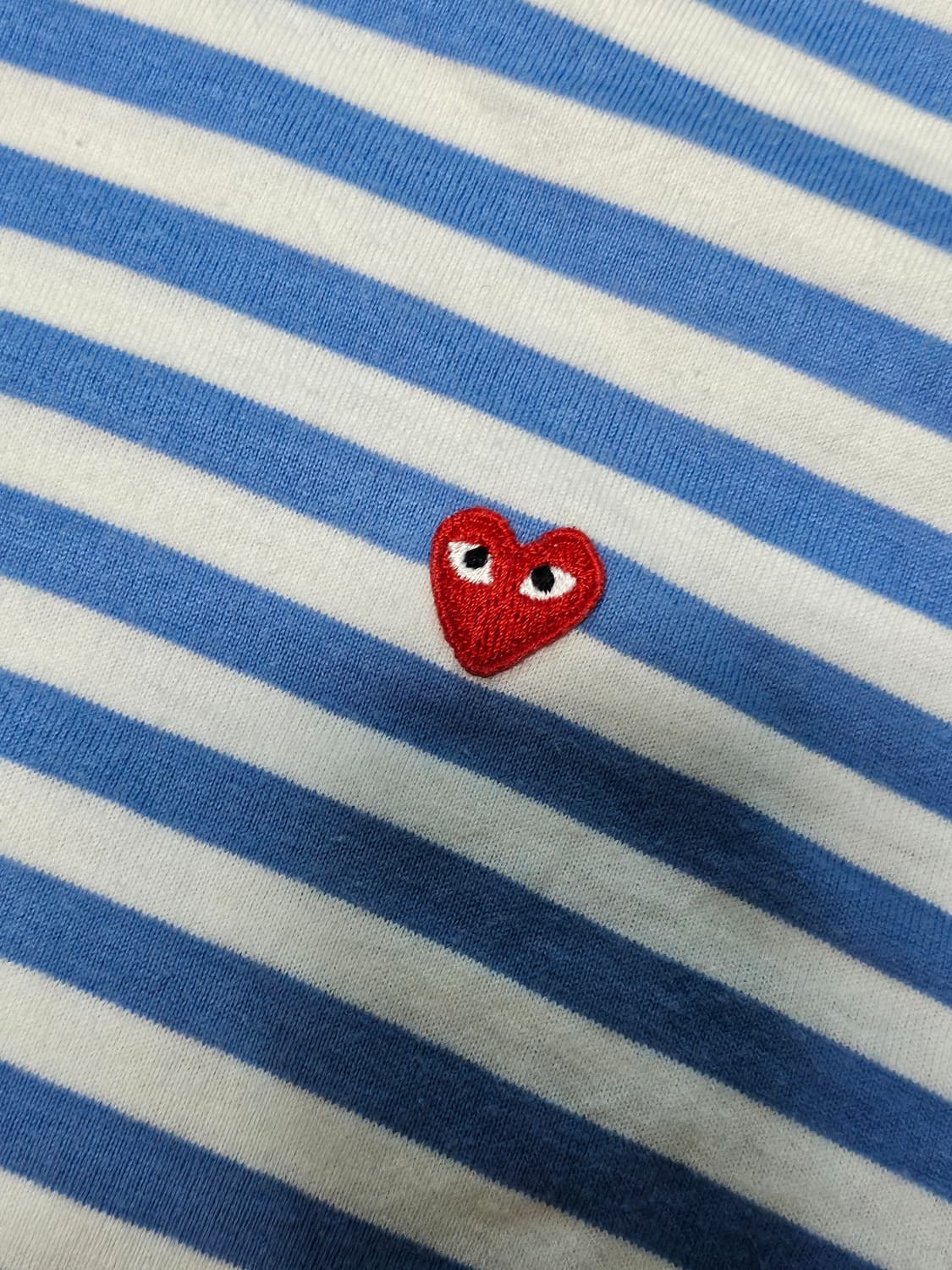 꼼데가르송 레드 하트 와펜 블루 스트라이프 롱슬리브 긴팔티셔츠 L 상품이미지2