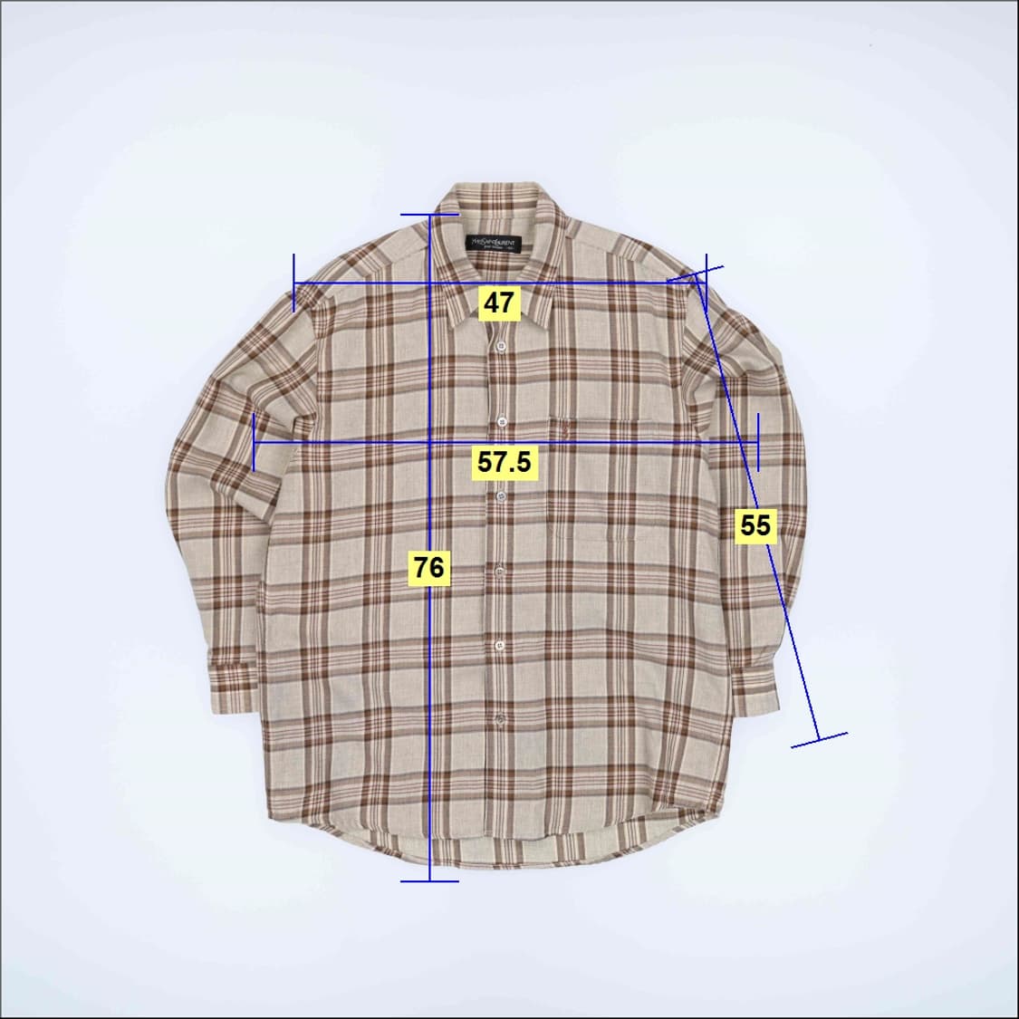 100 입생로랑 YSL 로고 포켓 플레이드 체크 셔츠 4177 상품이미지7