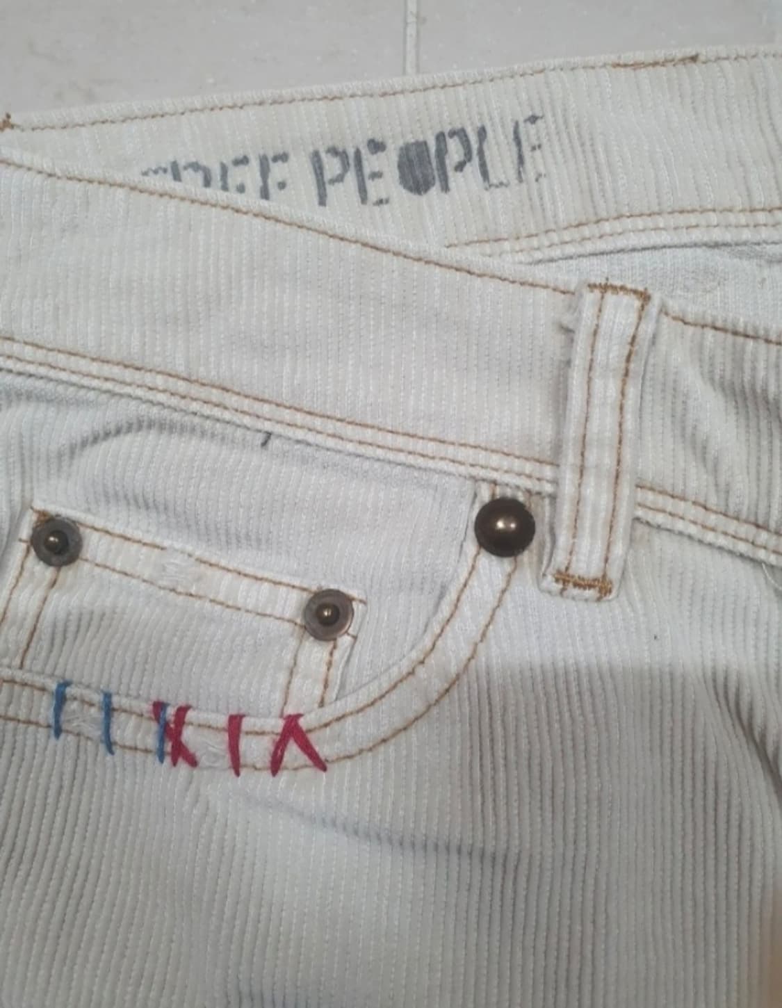 프리피플 자수 코듀로이 데미지 빈티지 면바지 상품이미지7