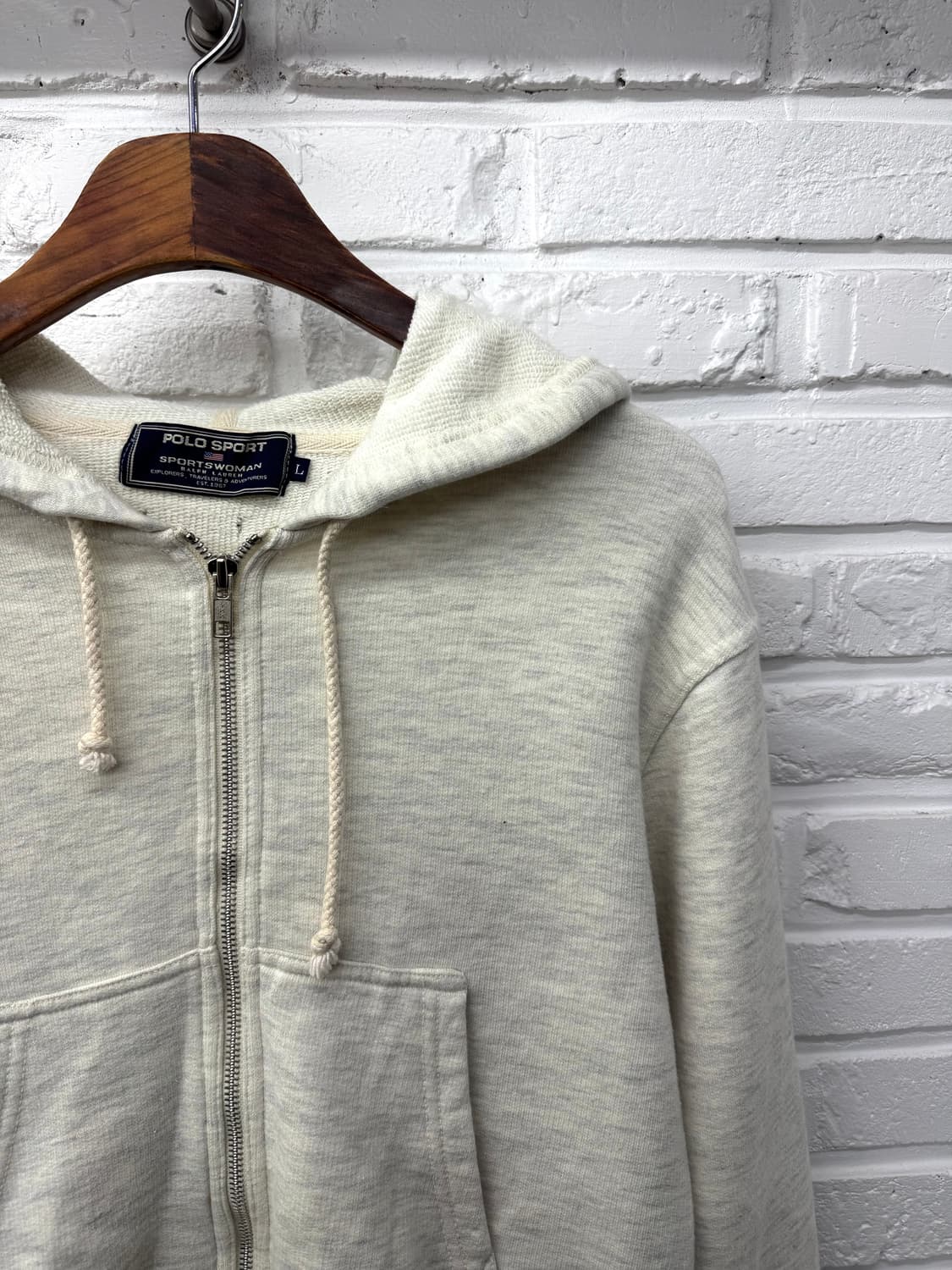 폴로 스포츠 멜란지그레이 크롭 후드집업 상품이미지4