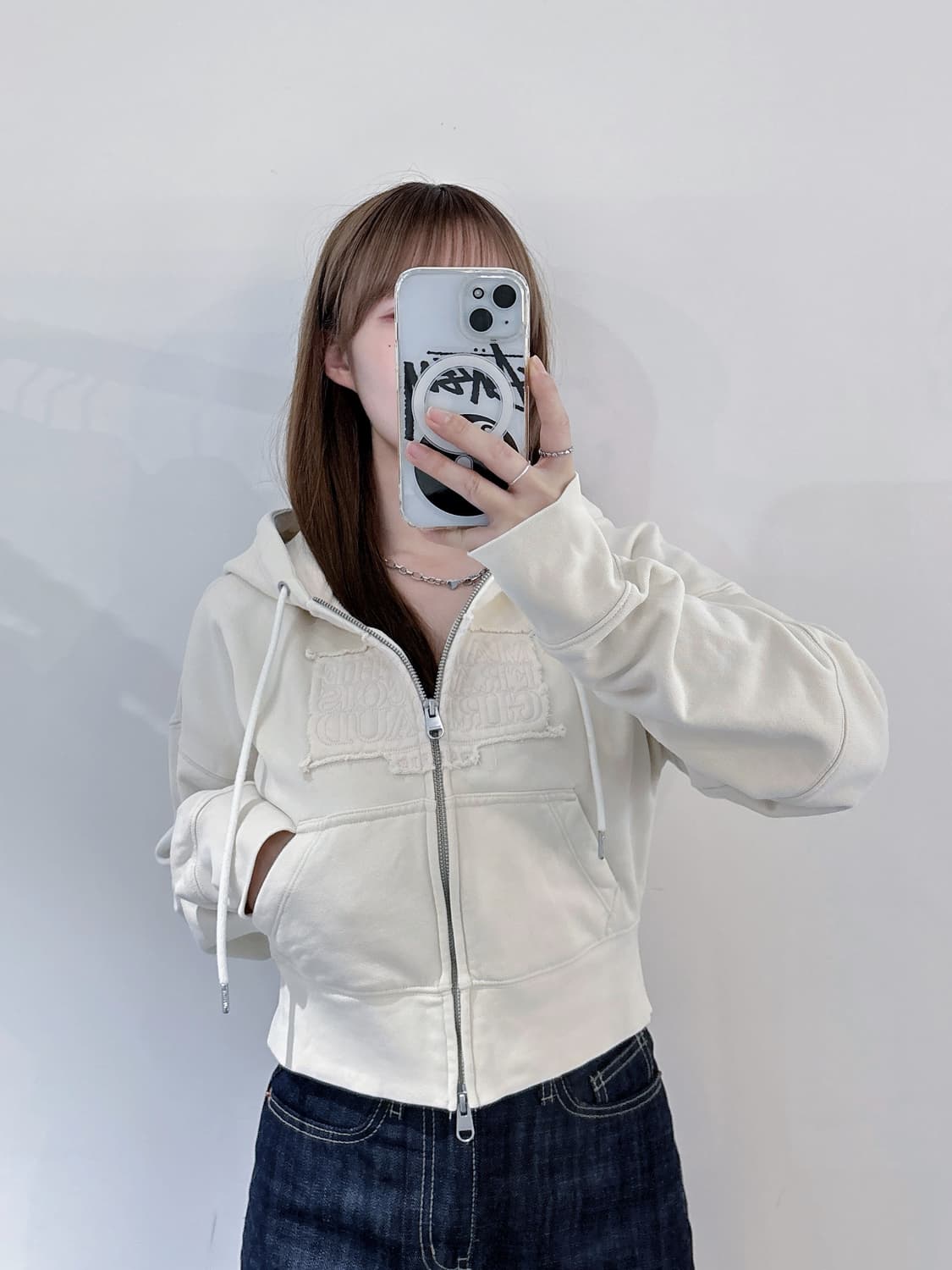 마리떼프랑소와저버 빅로고 크롭 투웨이 후드집업 상품이미지1