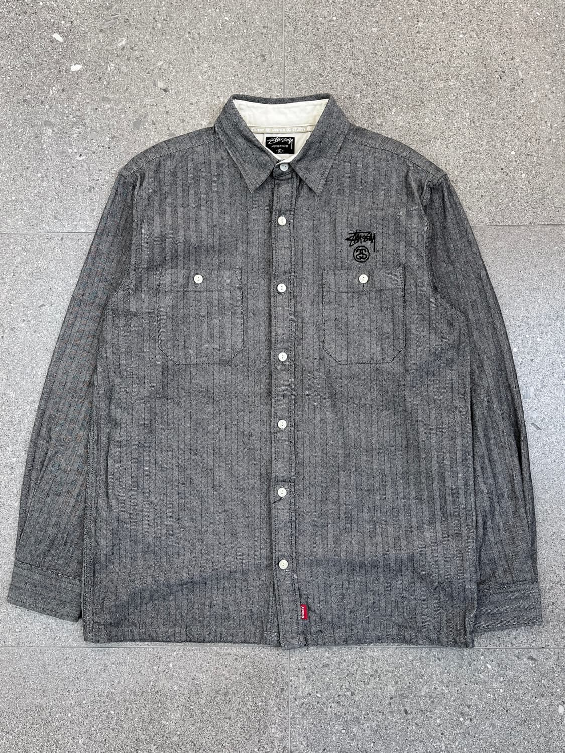 스투시 2000s SS 링크스탁로고 워크셔츠 상품이미지3