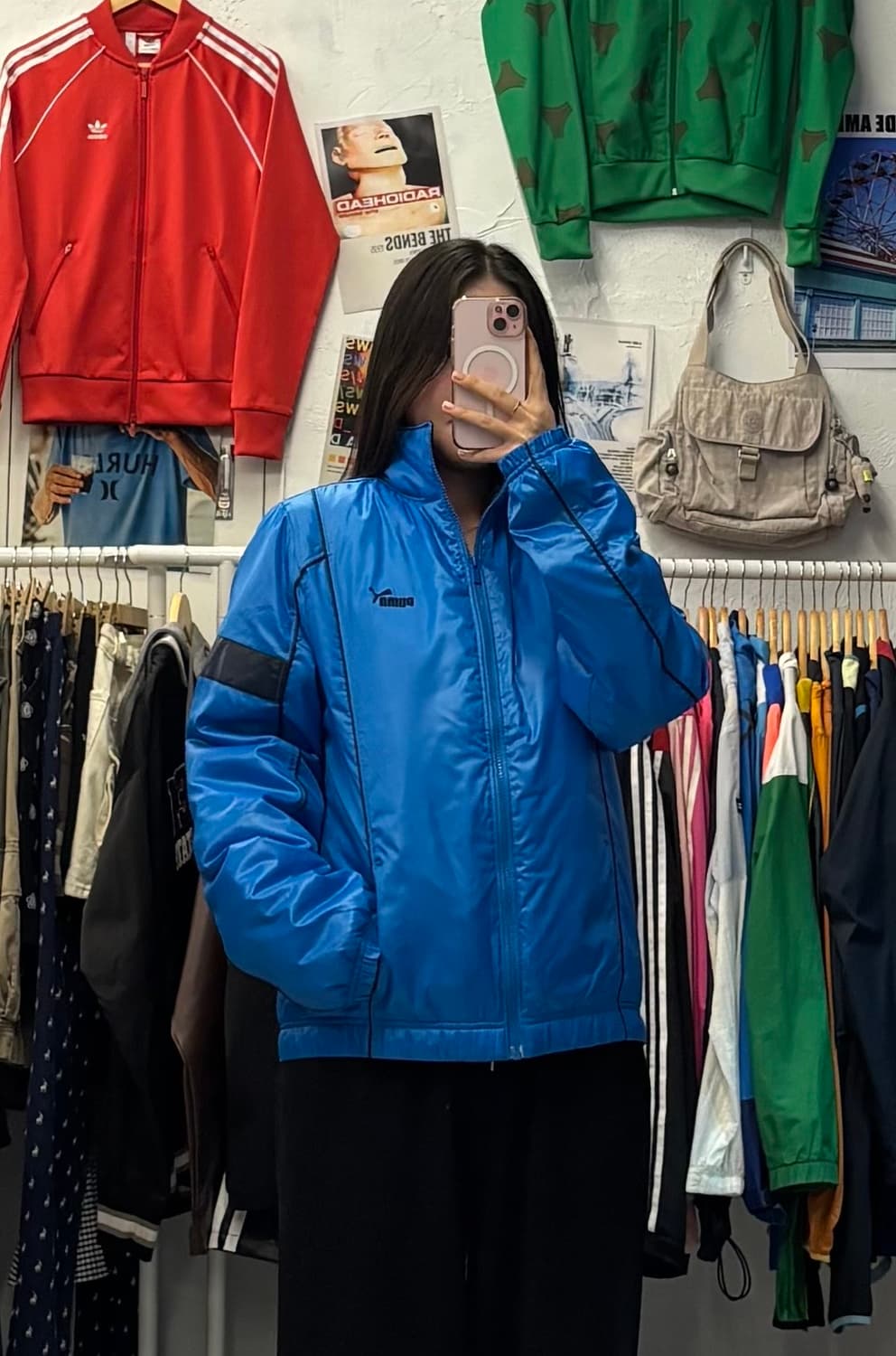 퓨마 올드스쿨 배색 블루 경량패딩 XL 상품이미지1