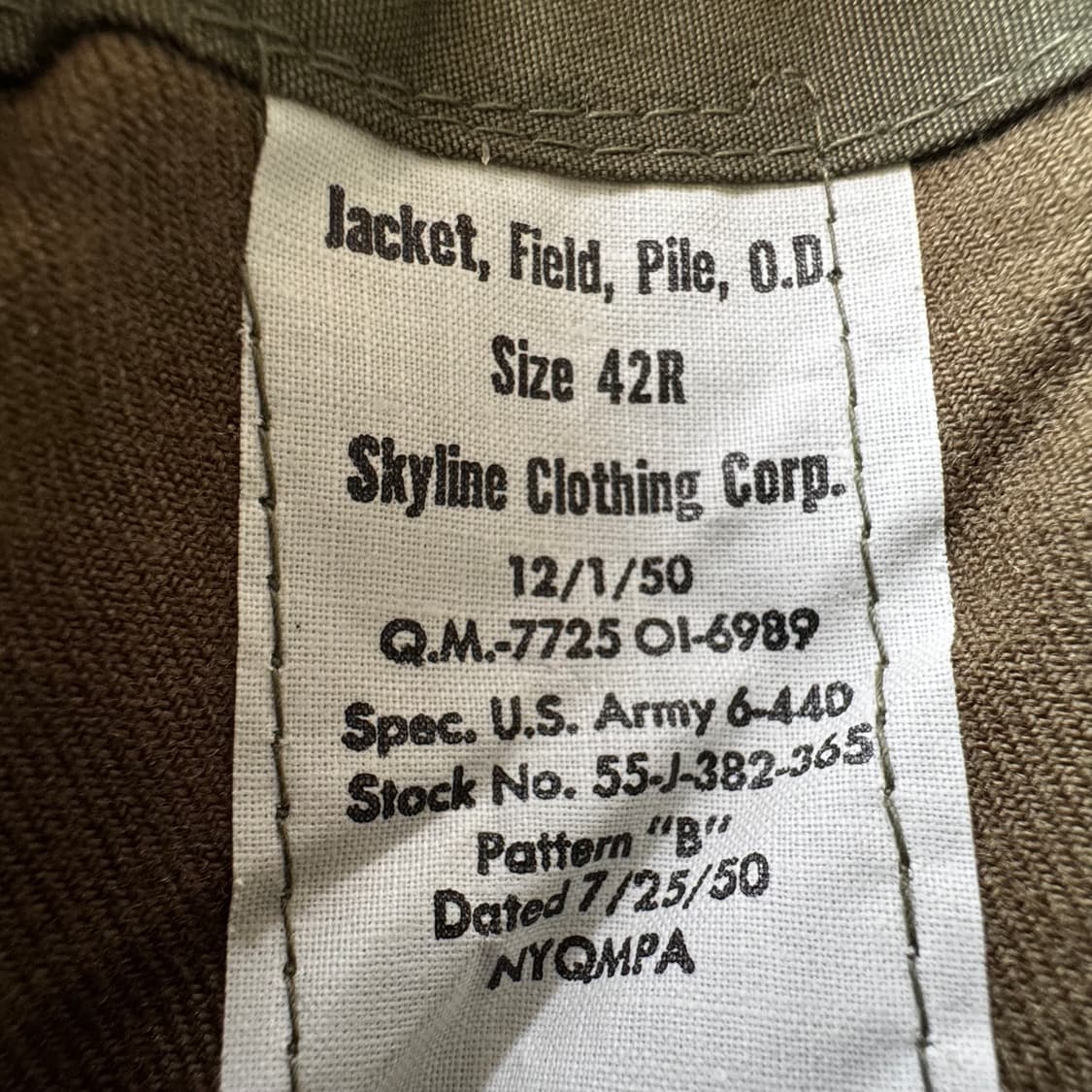 US Army M-43 필드자켓 파일 라이너 42R(빅사이즈/데드스탁급) 상품이미지6