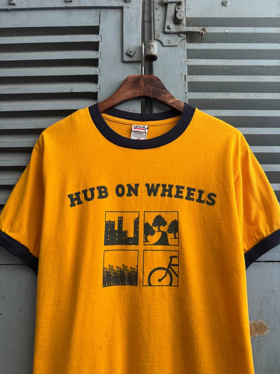 [M]USA 빈티지 HUB ON WHEELS 링거 티셔츠 상품이미지1