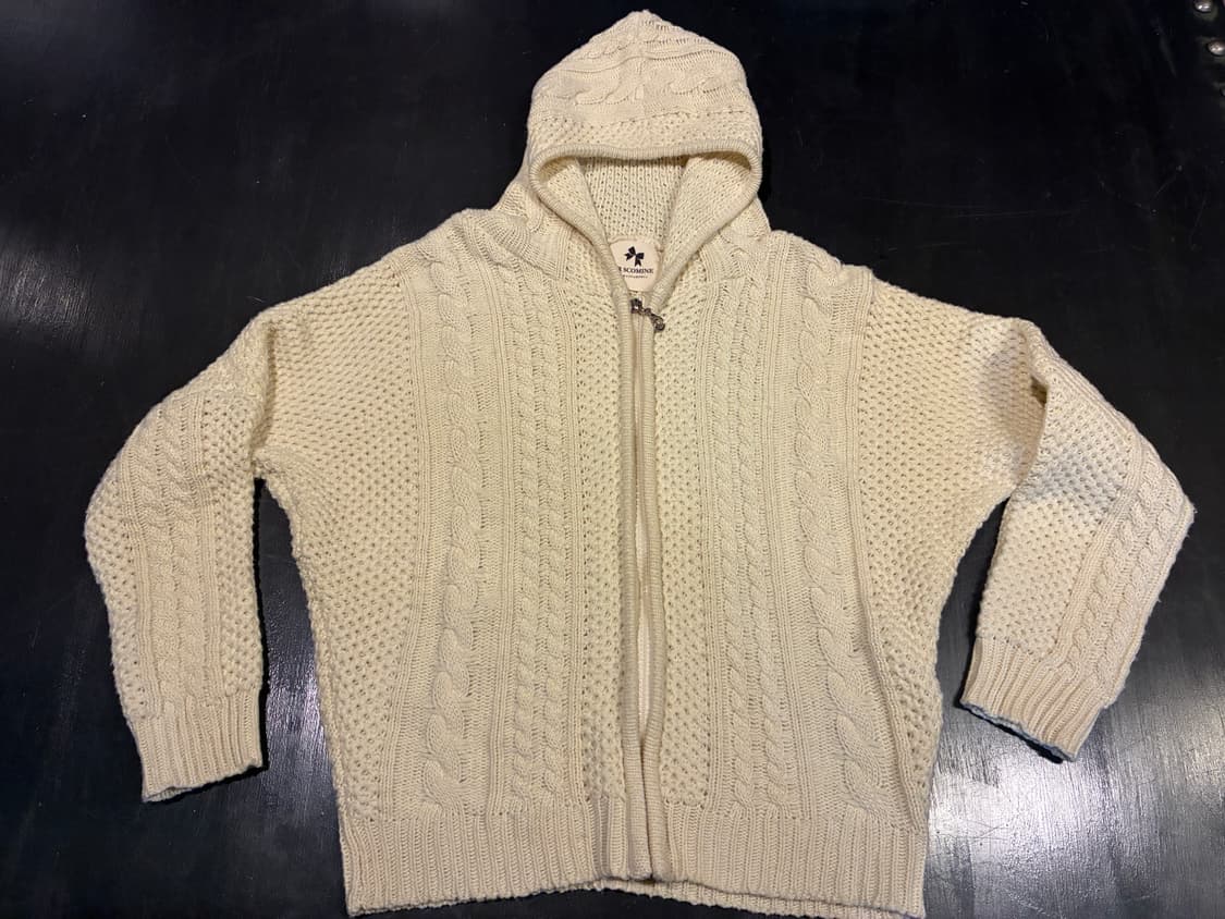 FOR SCOMINE 일본 니트 후드집업 아이보리 모리걸 갸루 상품이미지1