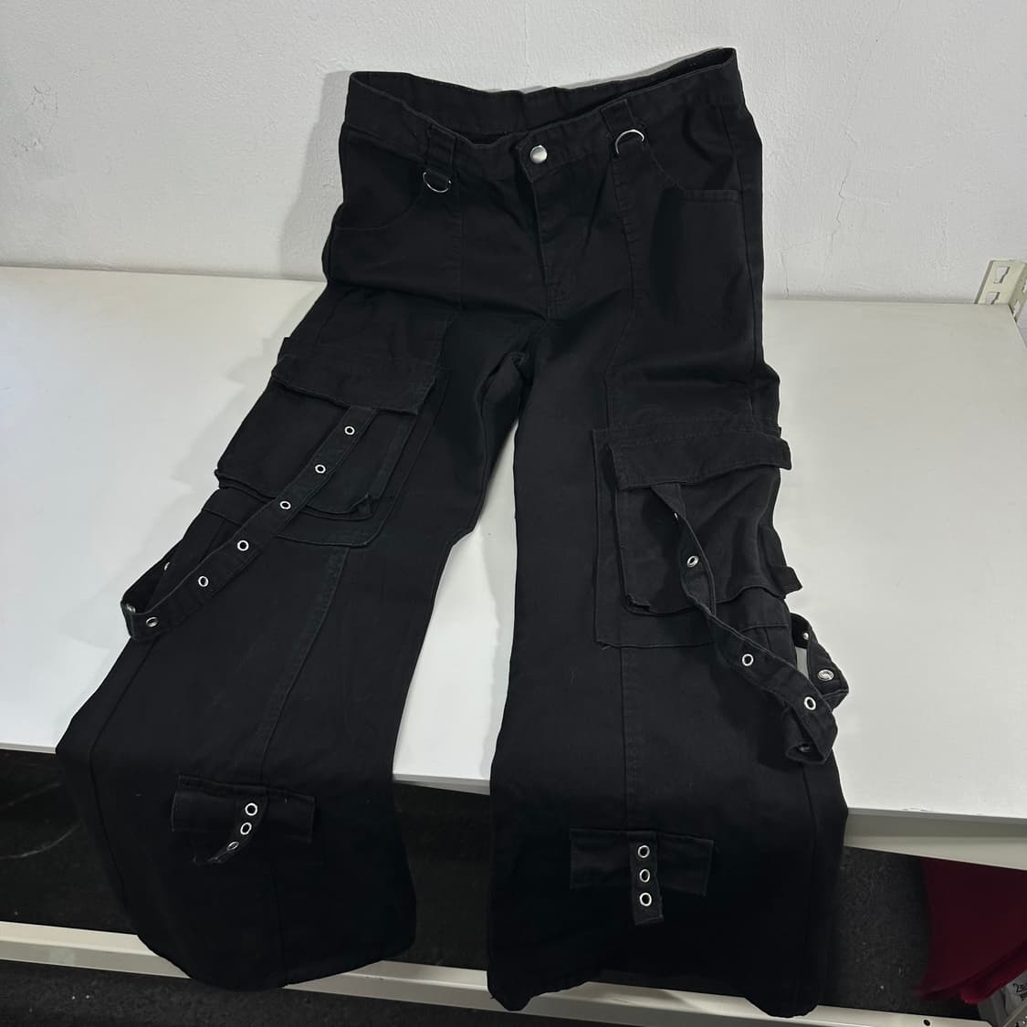 L-XL 빈티지 블랙 코튼 카고 부츠컷팬츠 상품이미지1