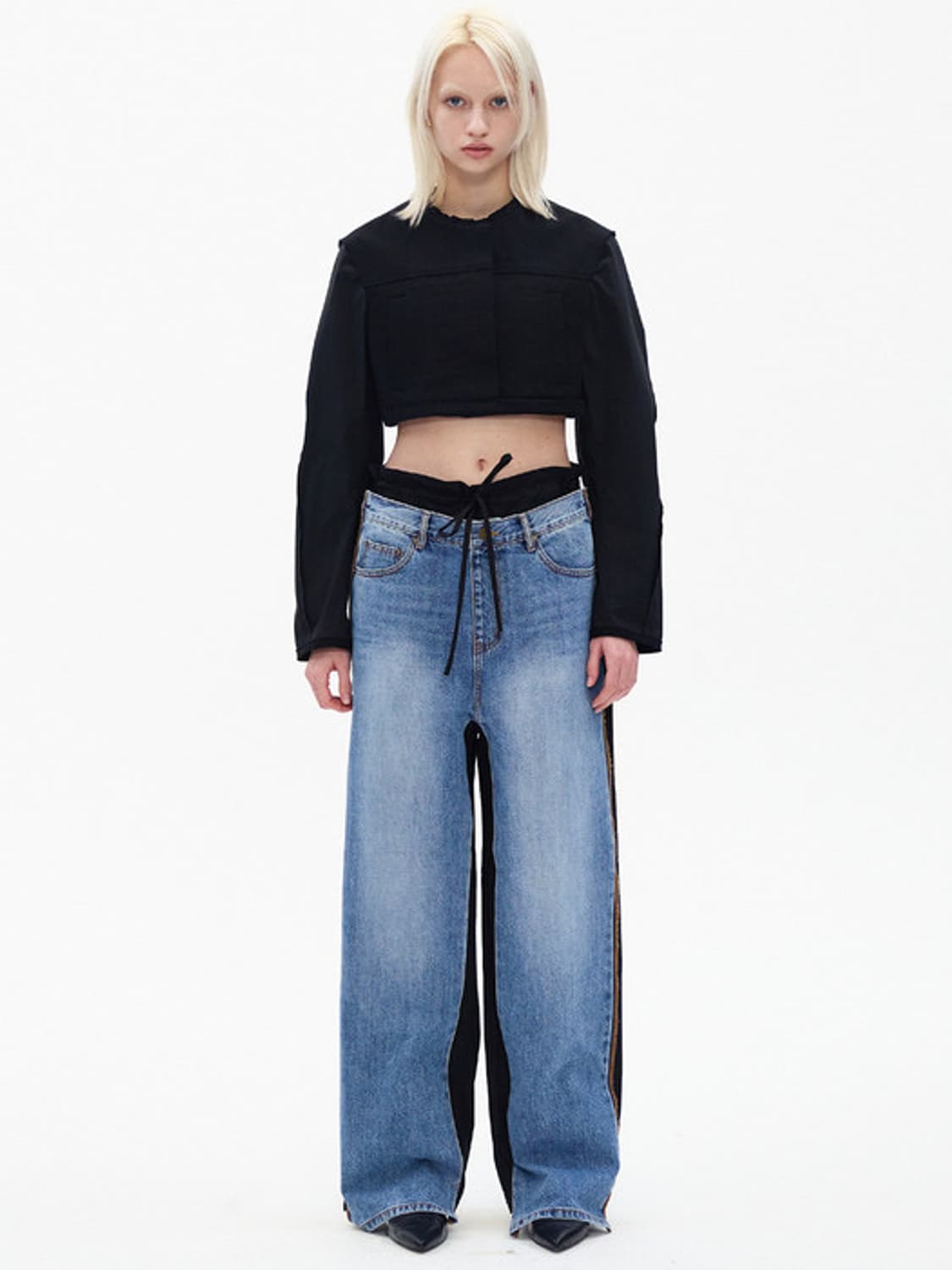 더오픈프로덕트 FRONT JEANS COTTON PANTS, BLACK 상품이미지1