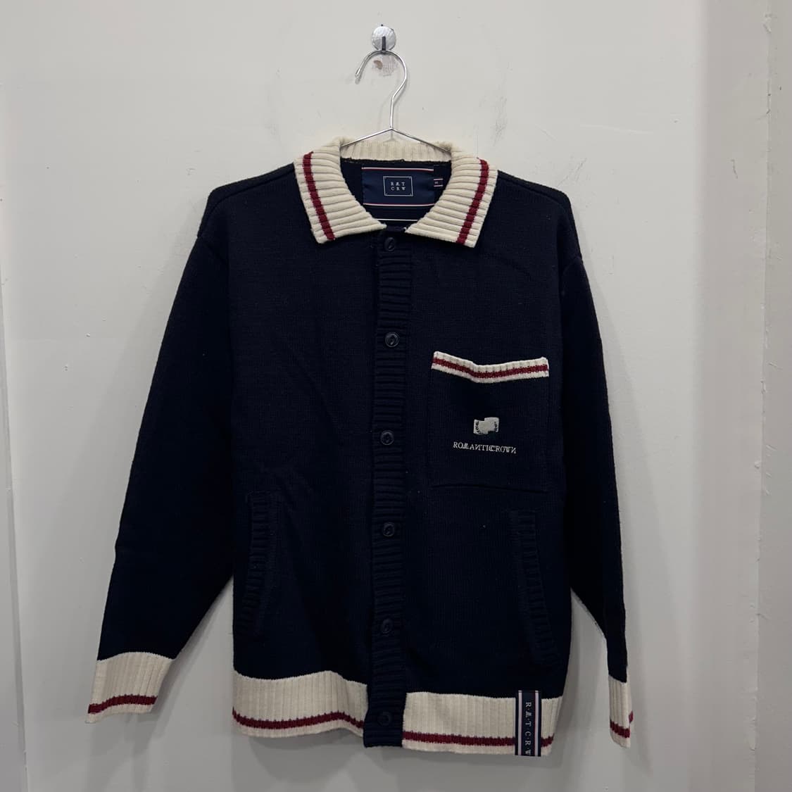 로맨틱크라운 베이리프 자수 배색 니트 가디건 상품이미지2