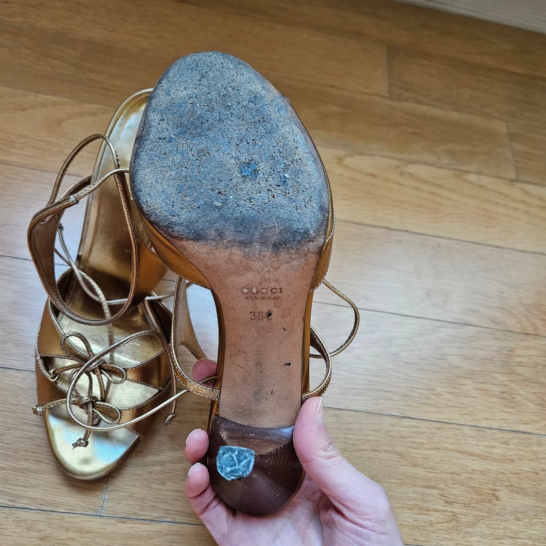 구찌 샌들 36C 굽10cm 상품이미지4