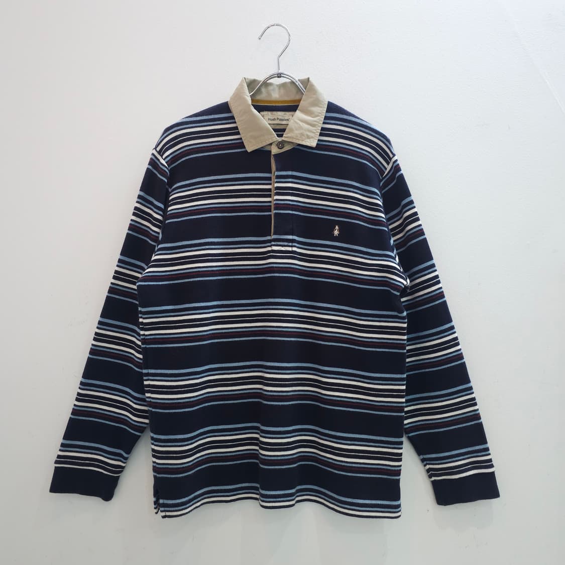 허쉬퍼피 스트라이프 카라 와플 티셔츠 상품이미지1