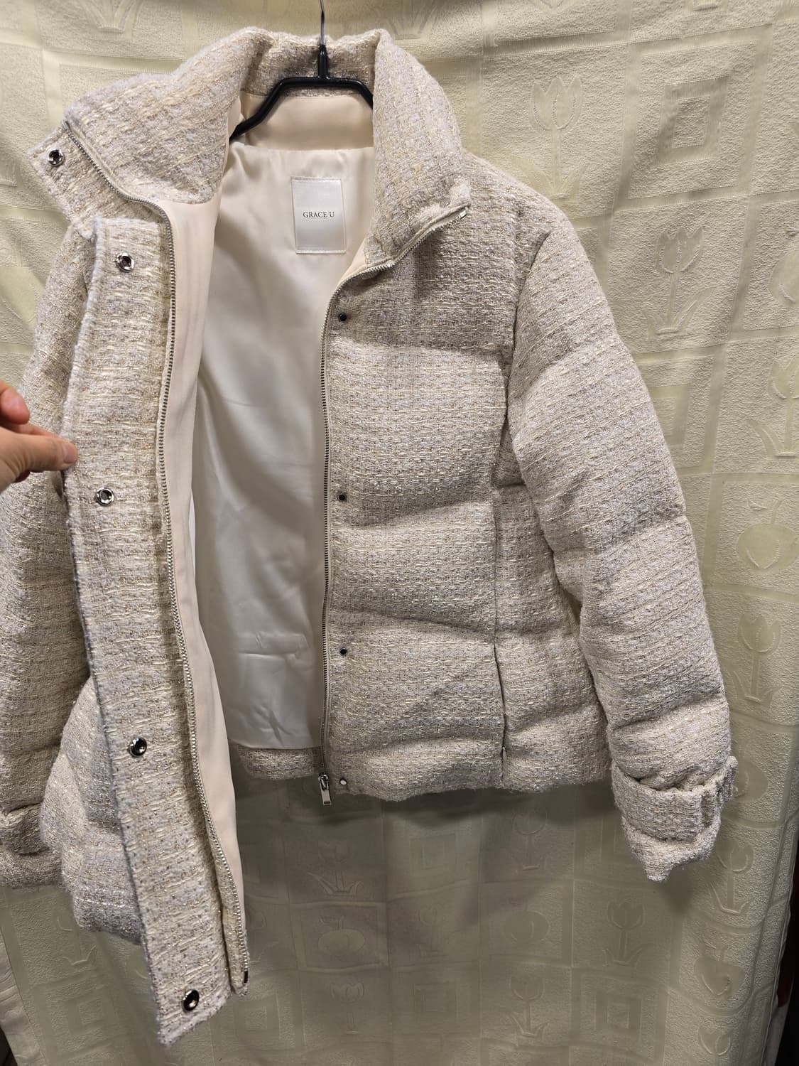 그레이스유 카라 트위드 패딩 아이보리 55~66 상품이미지9