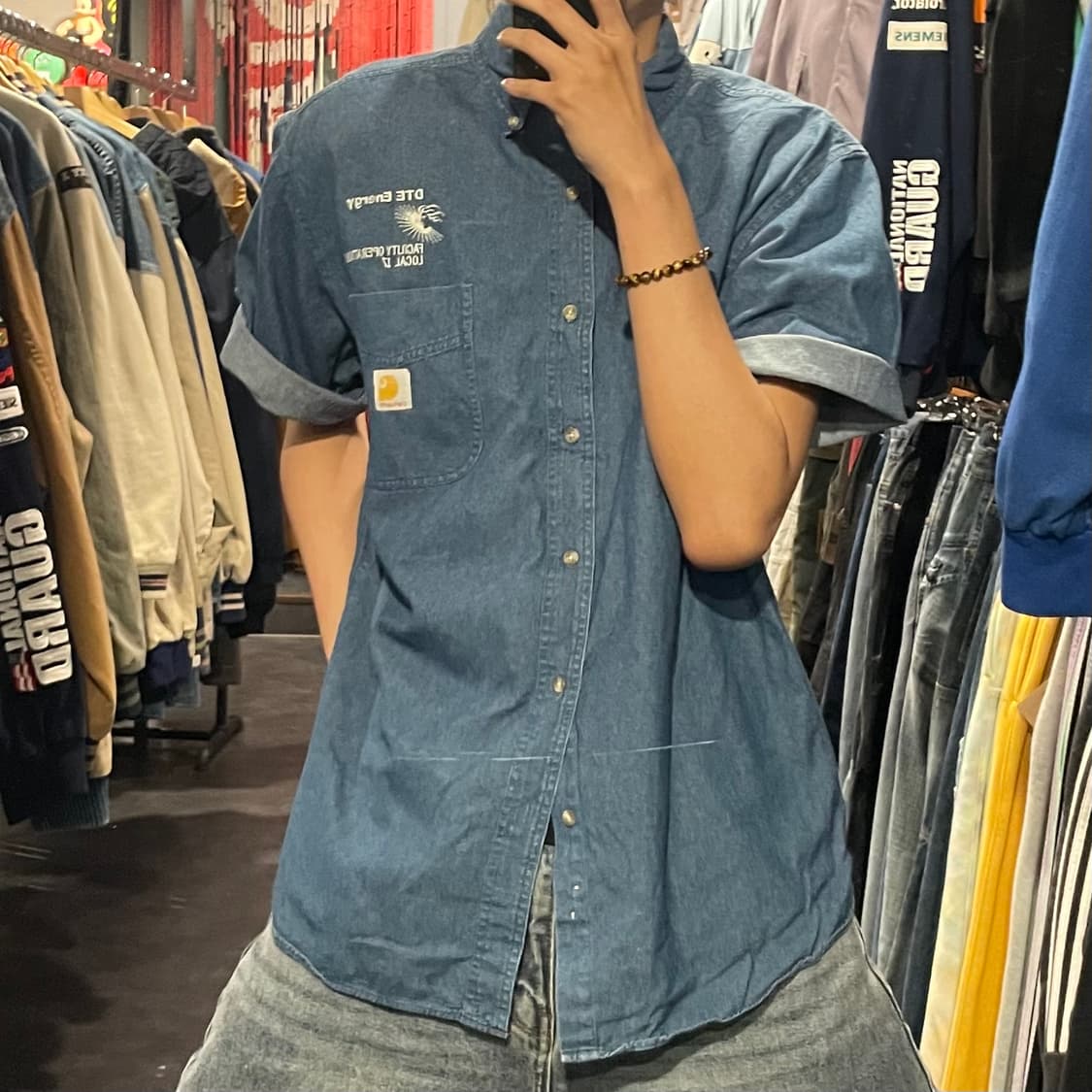 [IM] carhartt 칼하트 중청 데님 반팔셔츠 상품이미지4