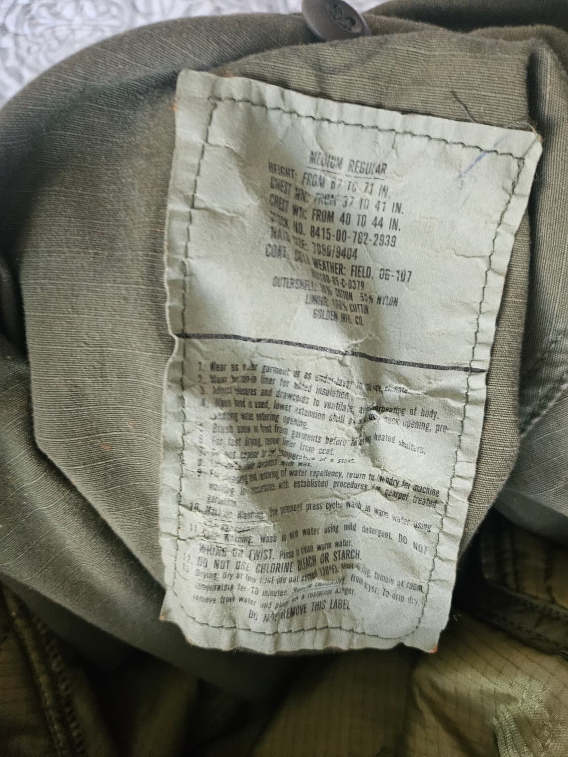 [M-R]m65 필드자켓 85년식 골든사 데드스탁 상품이미지2