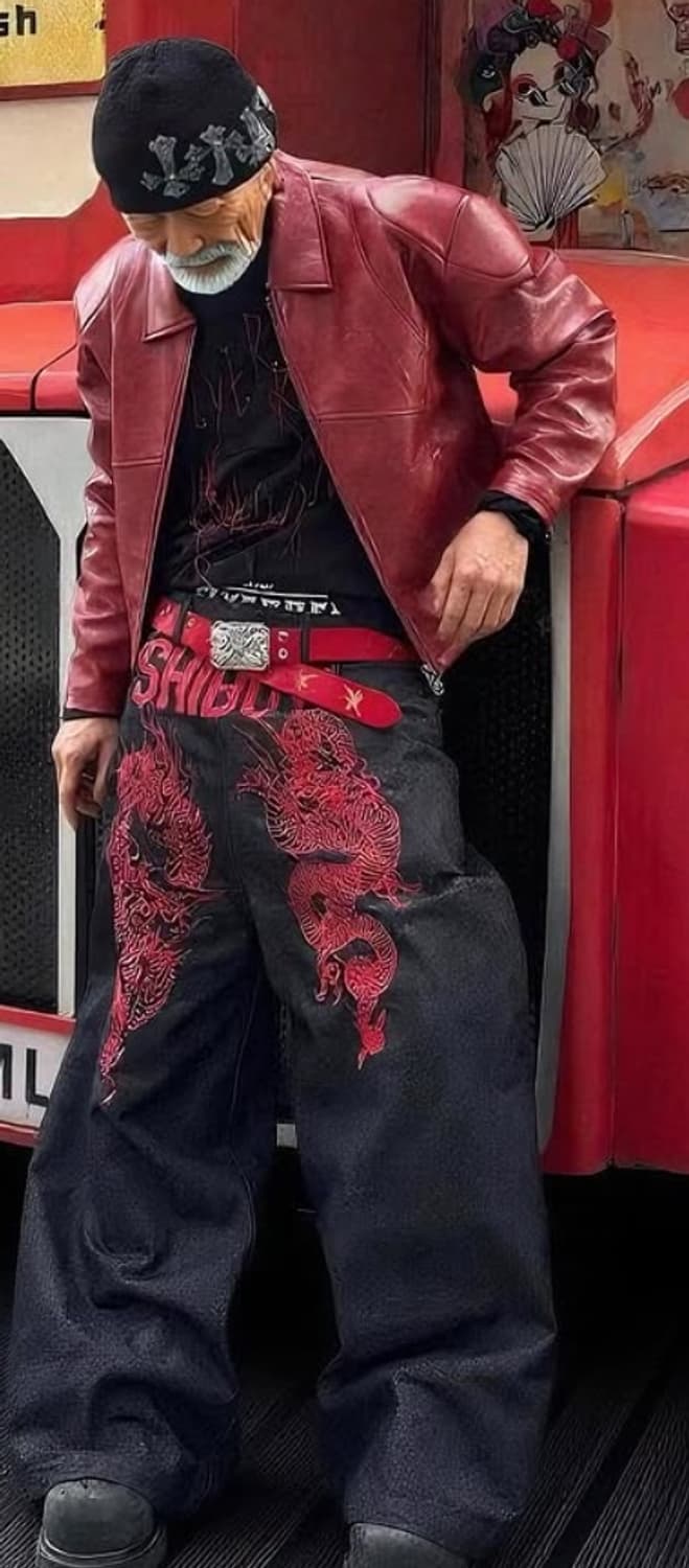 HAS2SONS red curved blade sleeve PU leat 상품이미지2