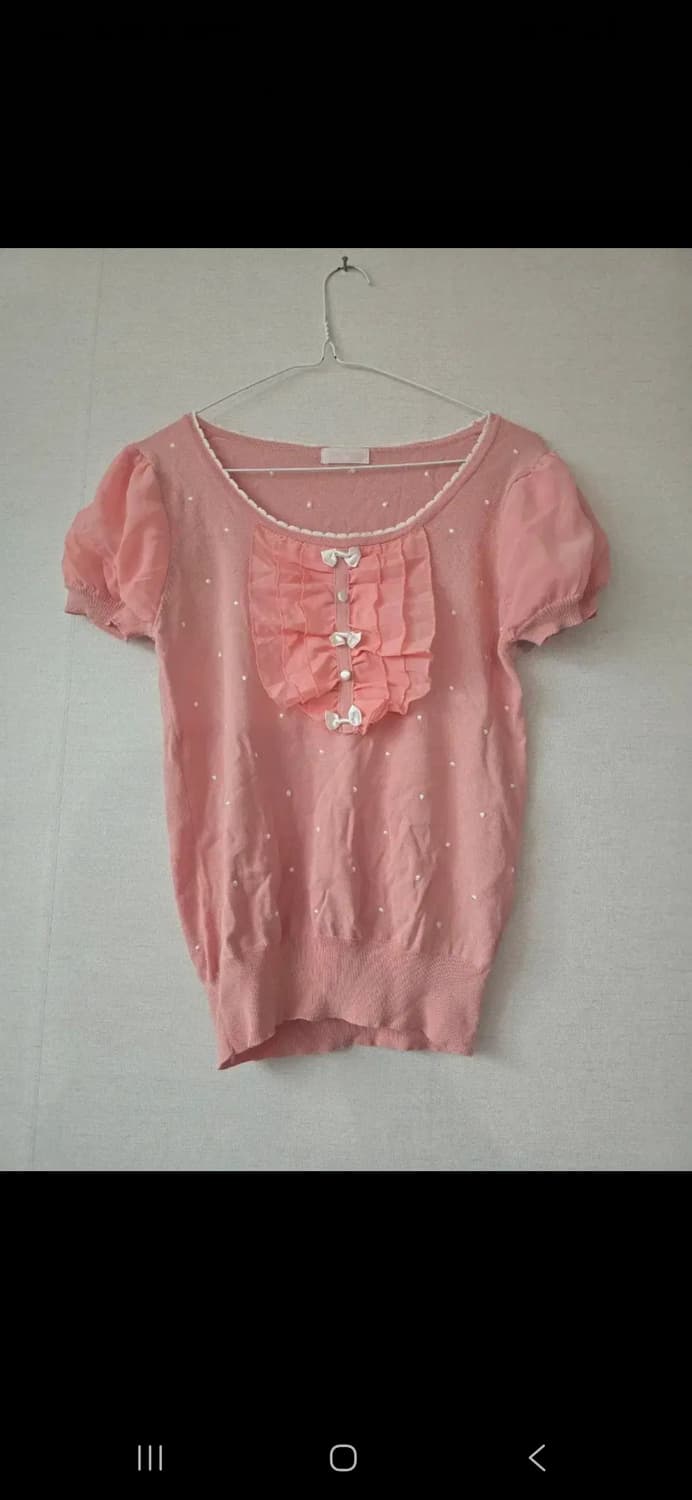 히메갸루 리본 반팔니트 탑 상품이미지1