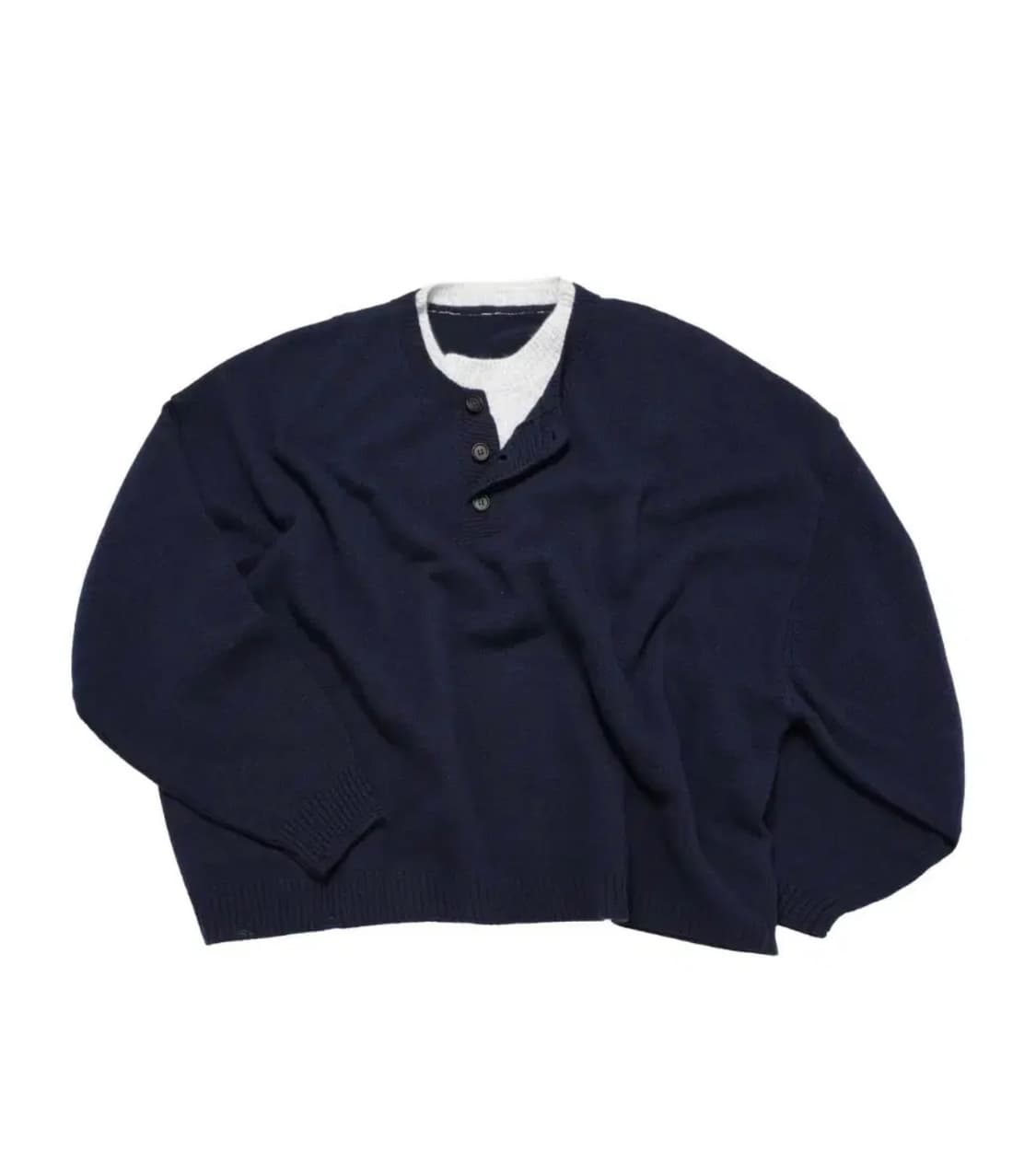 Mjd 콘트라스트넥 크롭 니트 네이비 M 상품이미지1