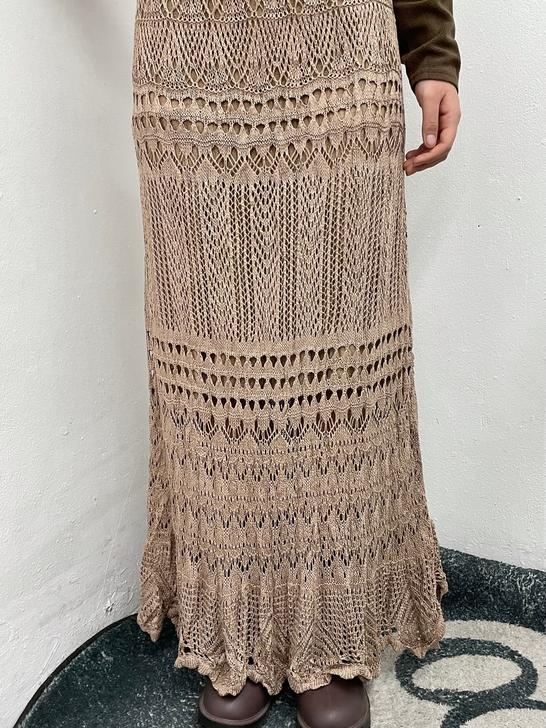 브라운 니트 짜임 스커트 상품이미지3