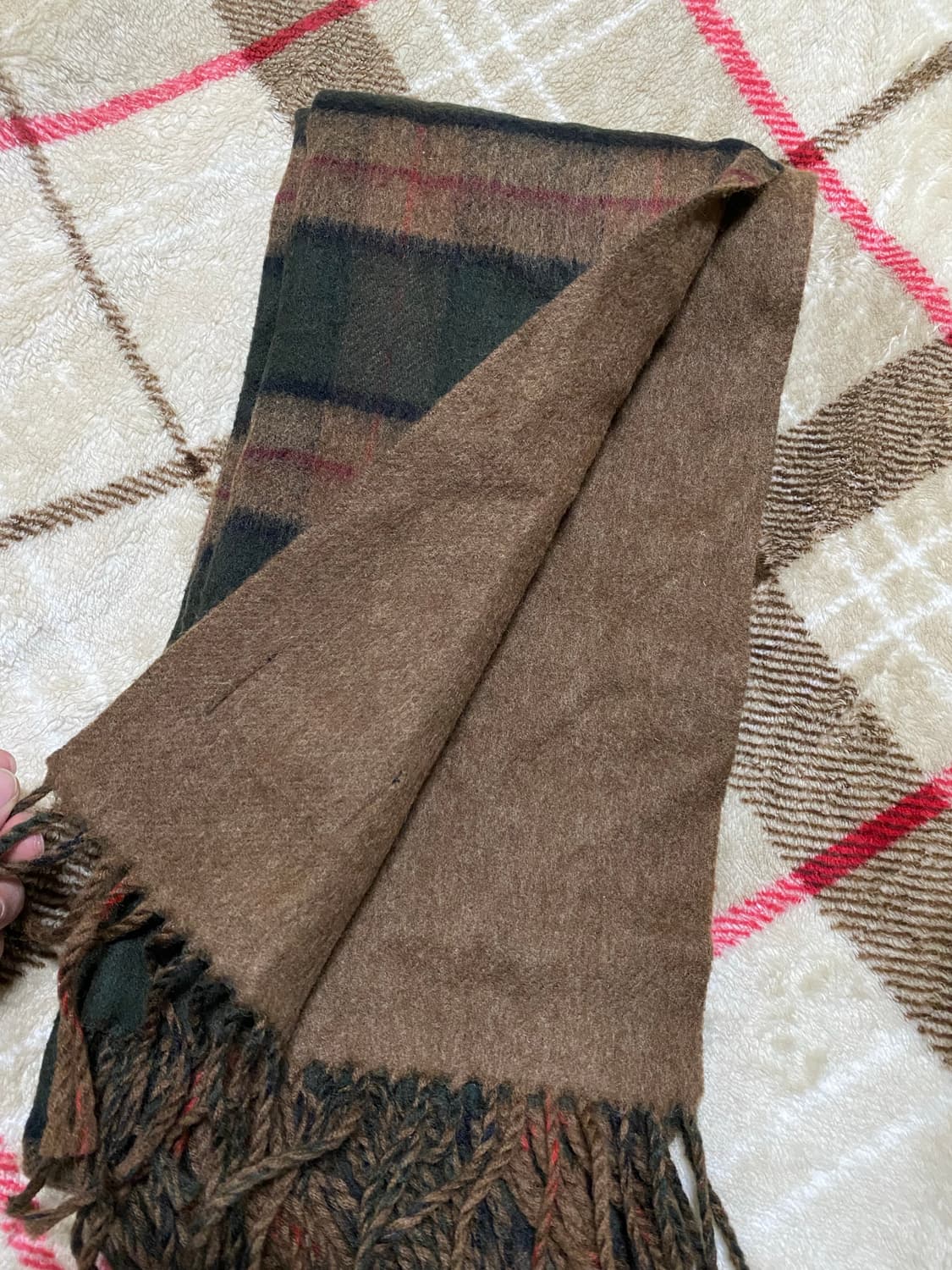 Carven 카르벵 paris 캐시울 타탄 체크 머플러 브라운&카키 상품이미지3