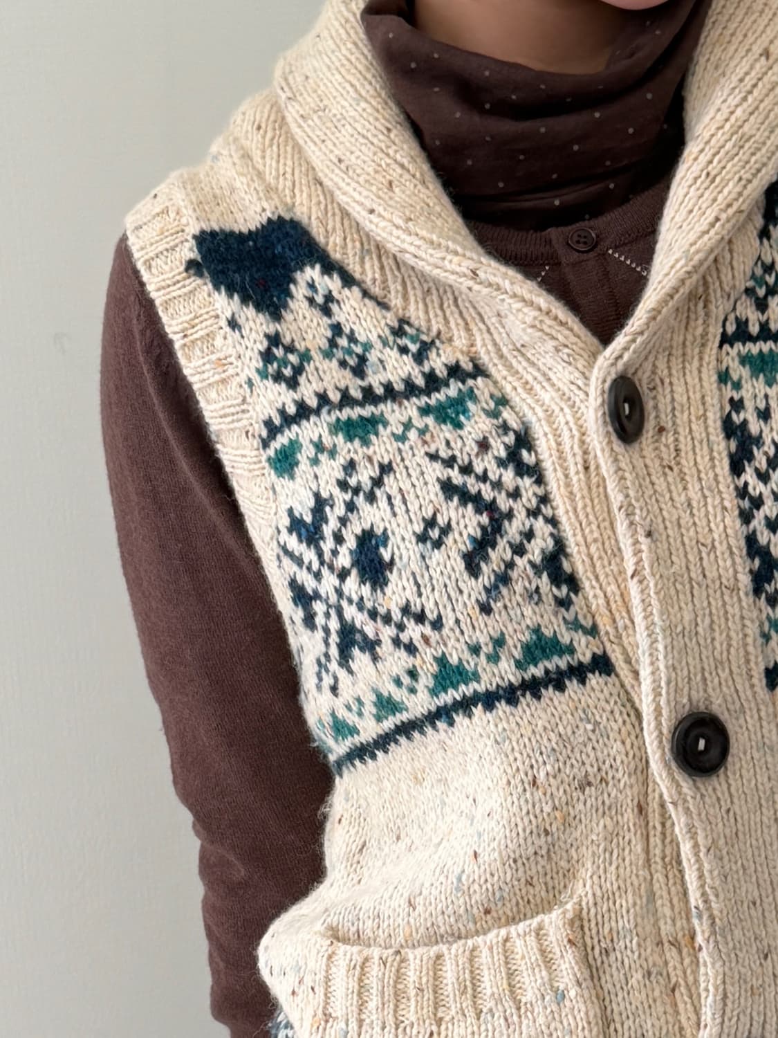 일본빈티지 브라운민트 도트 터틀넥 상품이미지4