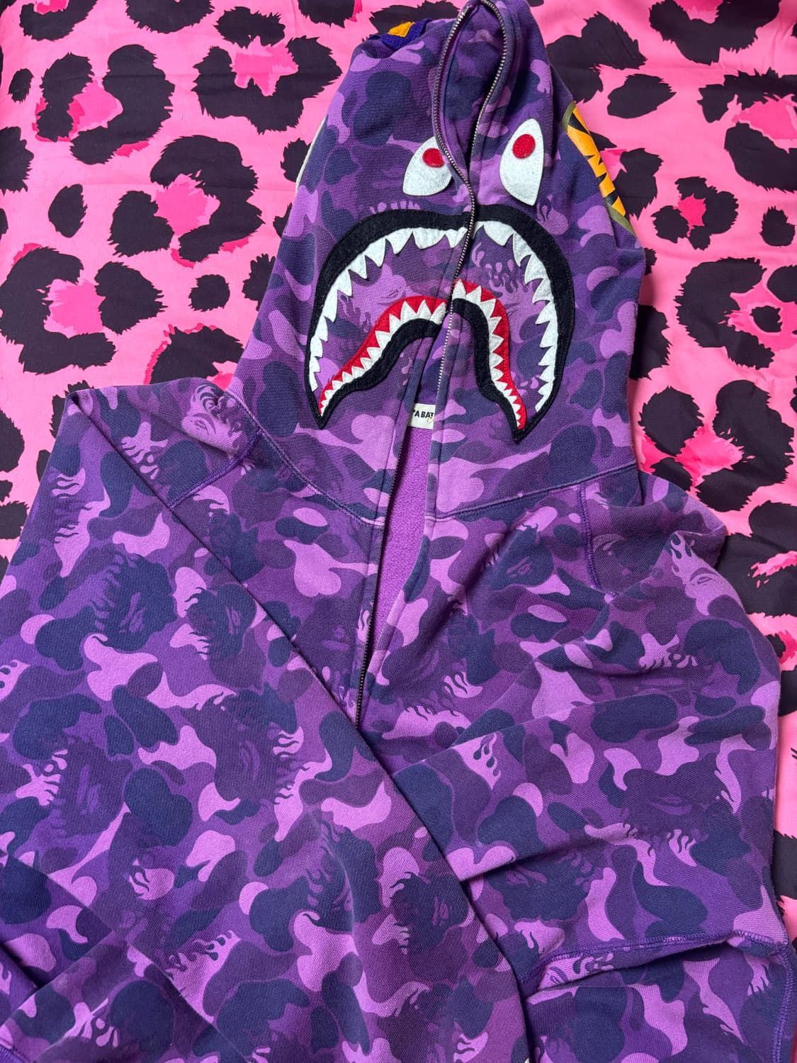 베이프 샤크 퍼플 후드집업 XL 상품이미지2