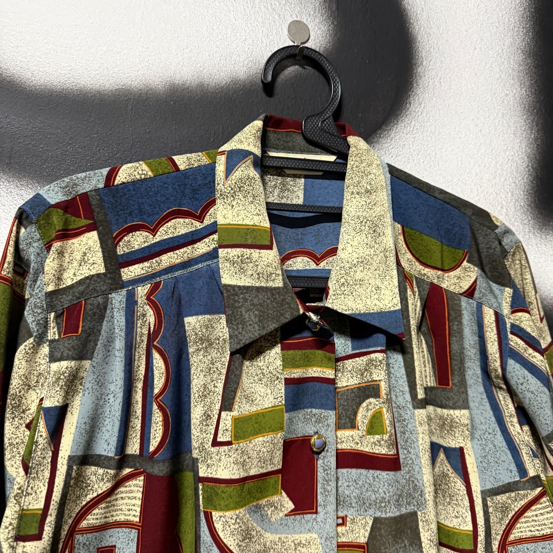 VTG 빈티지 기하학 패턴 셔링 긴팔 셔츠 상품이미지3