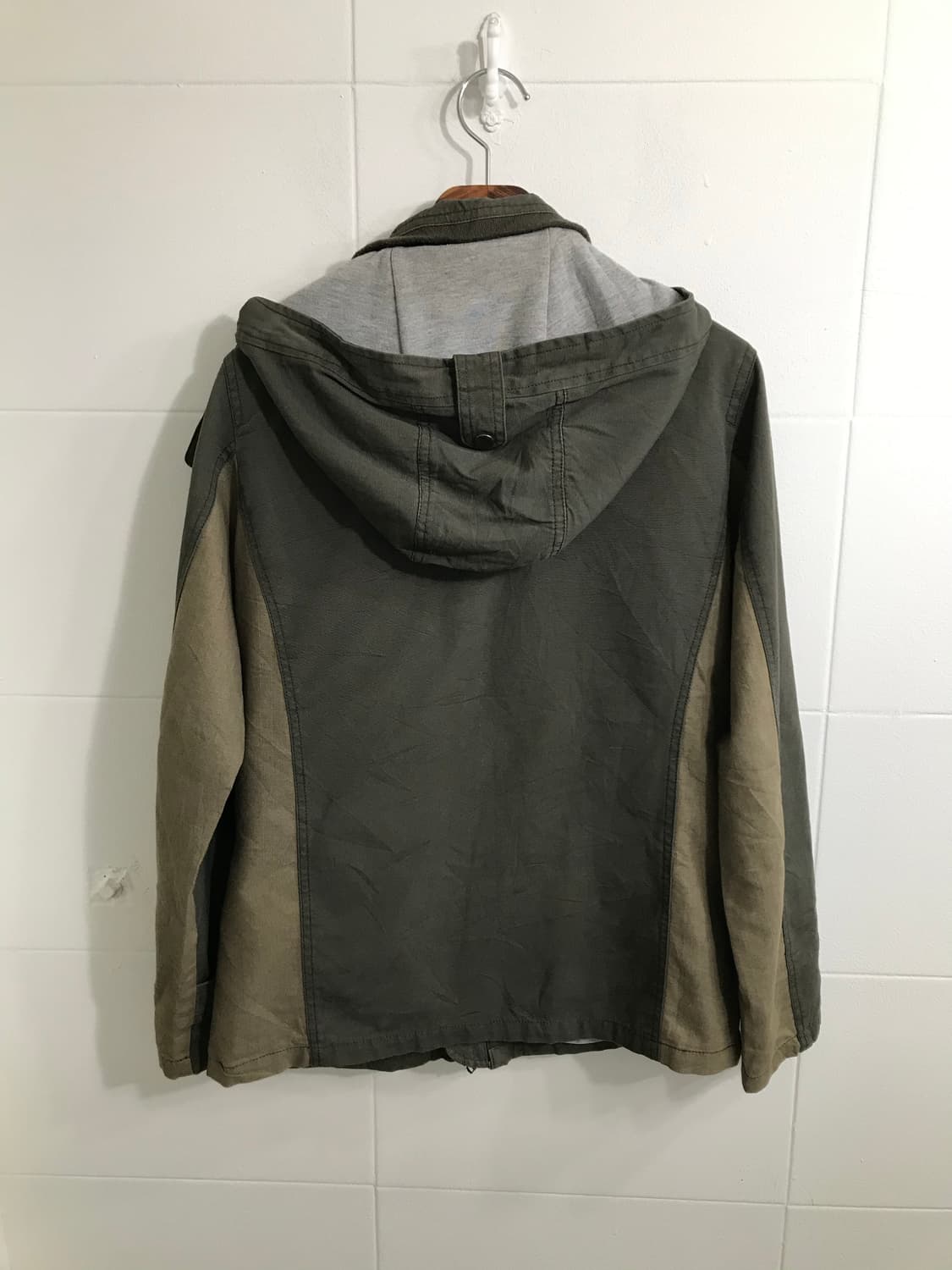 빈티지 딥 카키 브라운 배색 사파리 야상 자켓 상품이미지4
