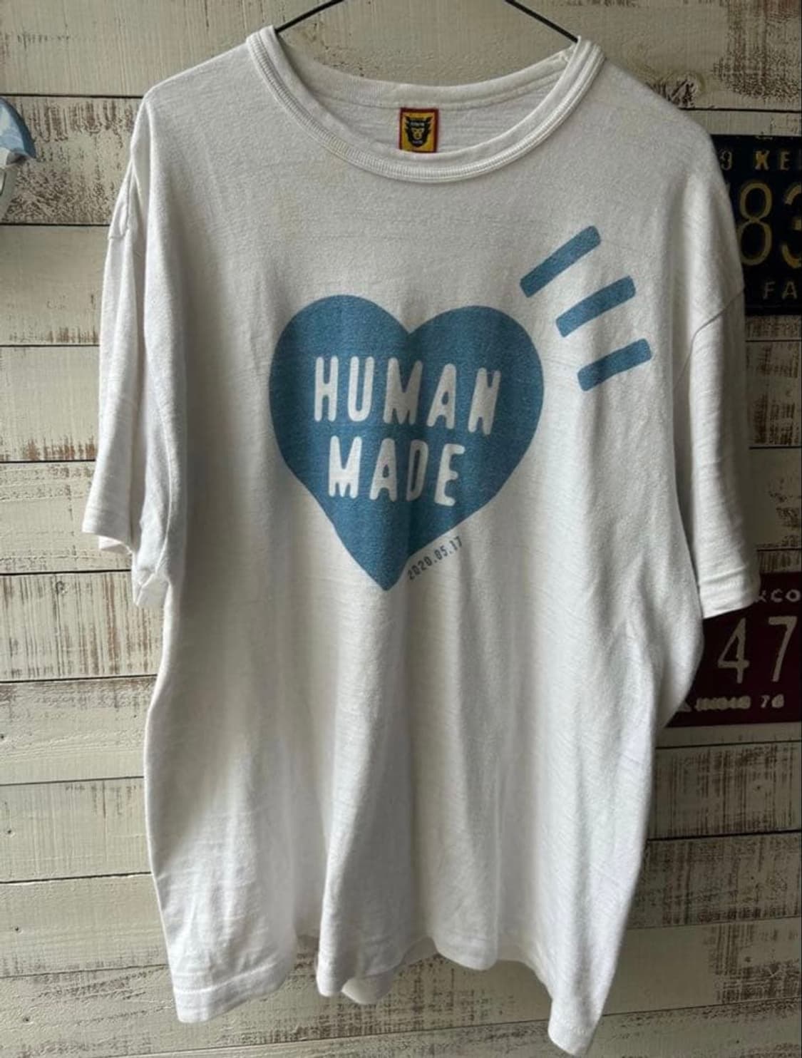 휴먼 메이드 하트 티셔츠 화이트 블루 상품이미지1