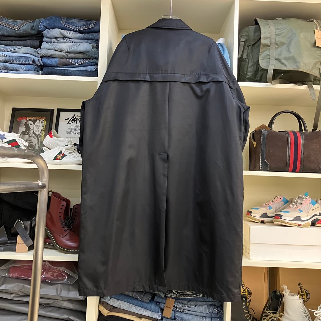 파프롬왓 블랙 나일론 써클 코트 2size (택O) 상품이미지3
