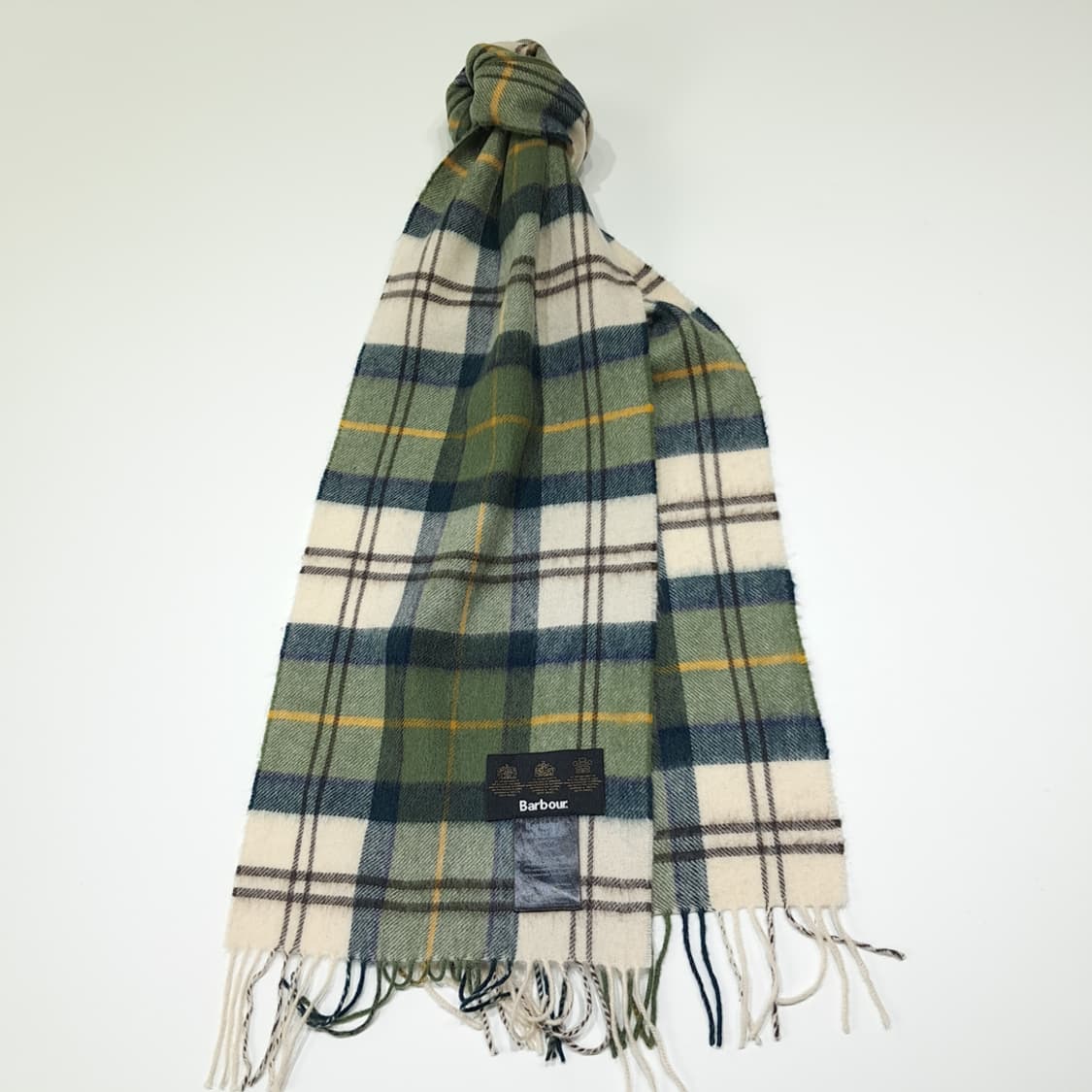 MX598 바버 00s 울캐시미어 타탄체크 그린 머플러 목도리 상품이미지2