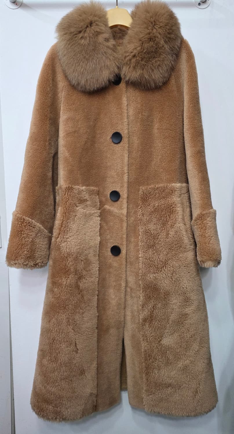 A&D 여성 폭스퍼 양모 롱 코트 상품이미지1