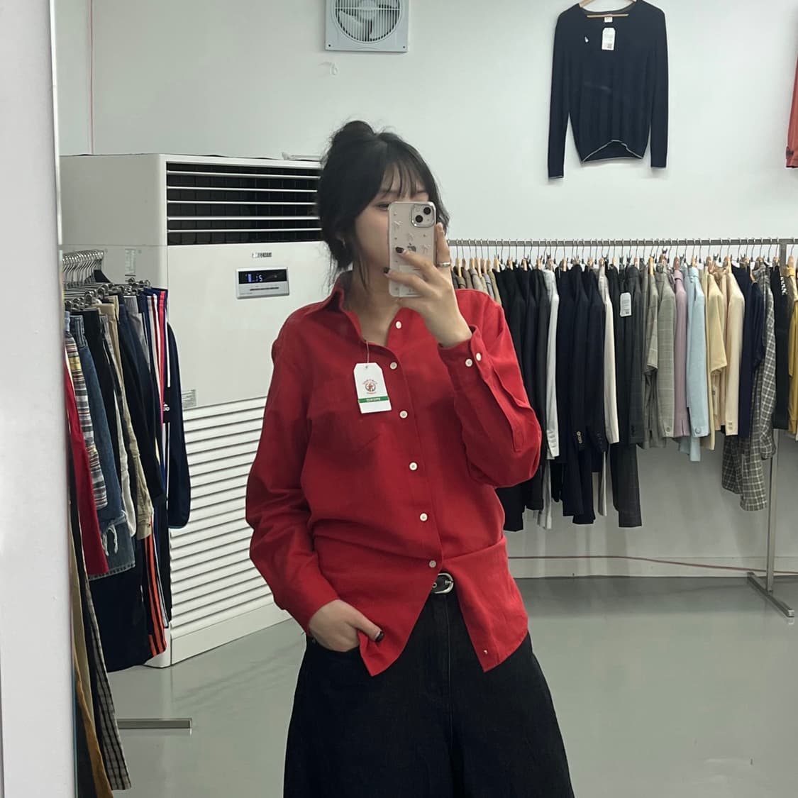요지 야마모토 레드 긴팔 셔츠 남 M 상품이미지2