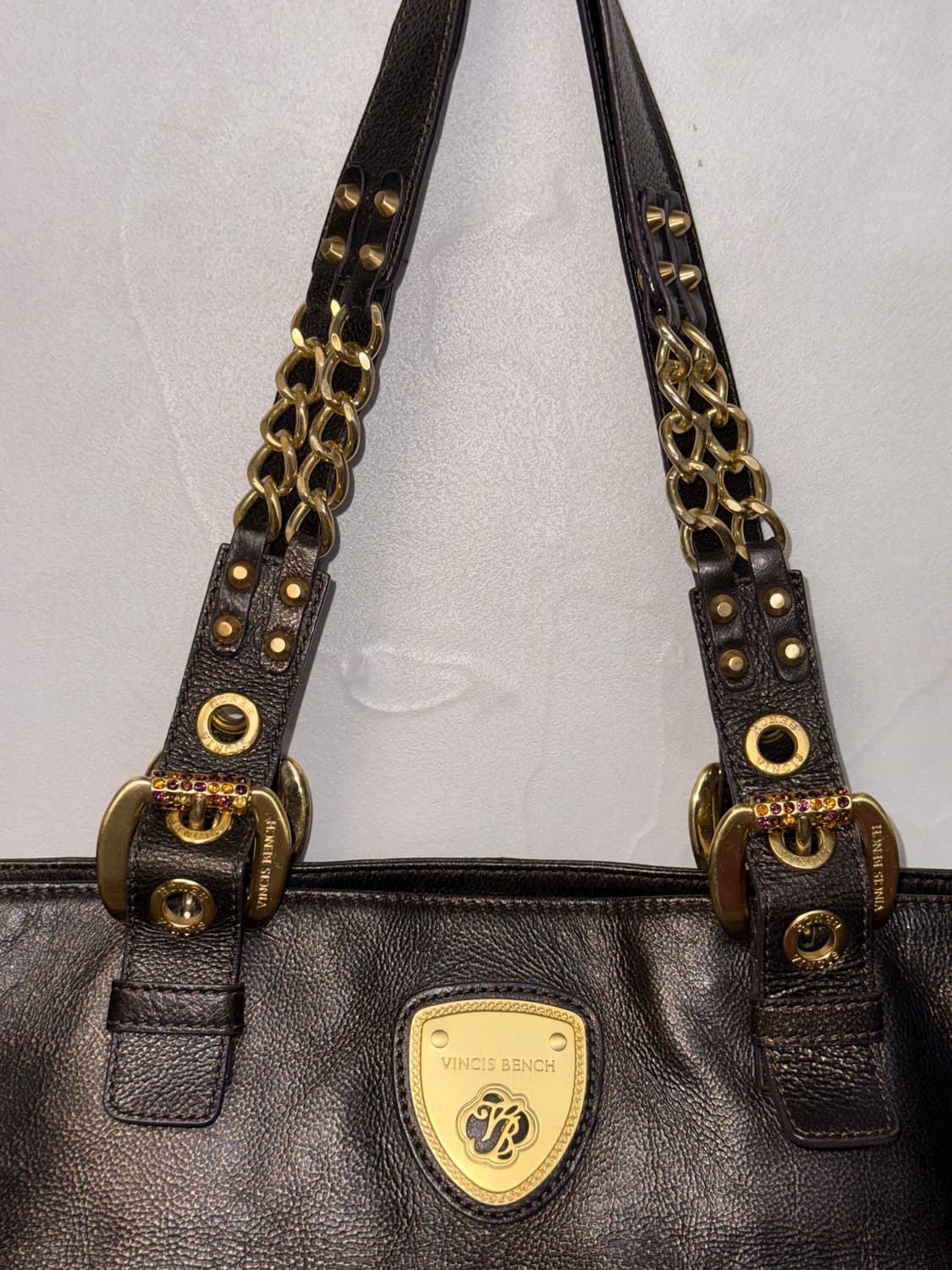 VincisBench metal brown chain buckle 토트백 상품이미지3