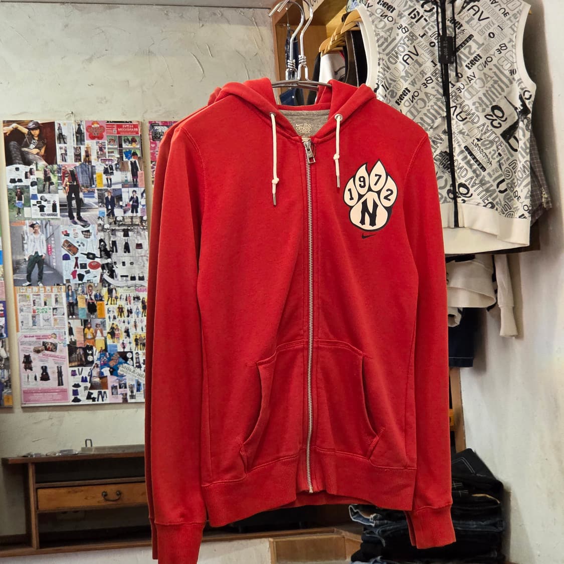 나이키 빅 프린팅 슬림핏 레드 후드집업 상품이미지5