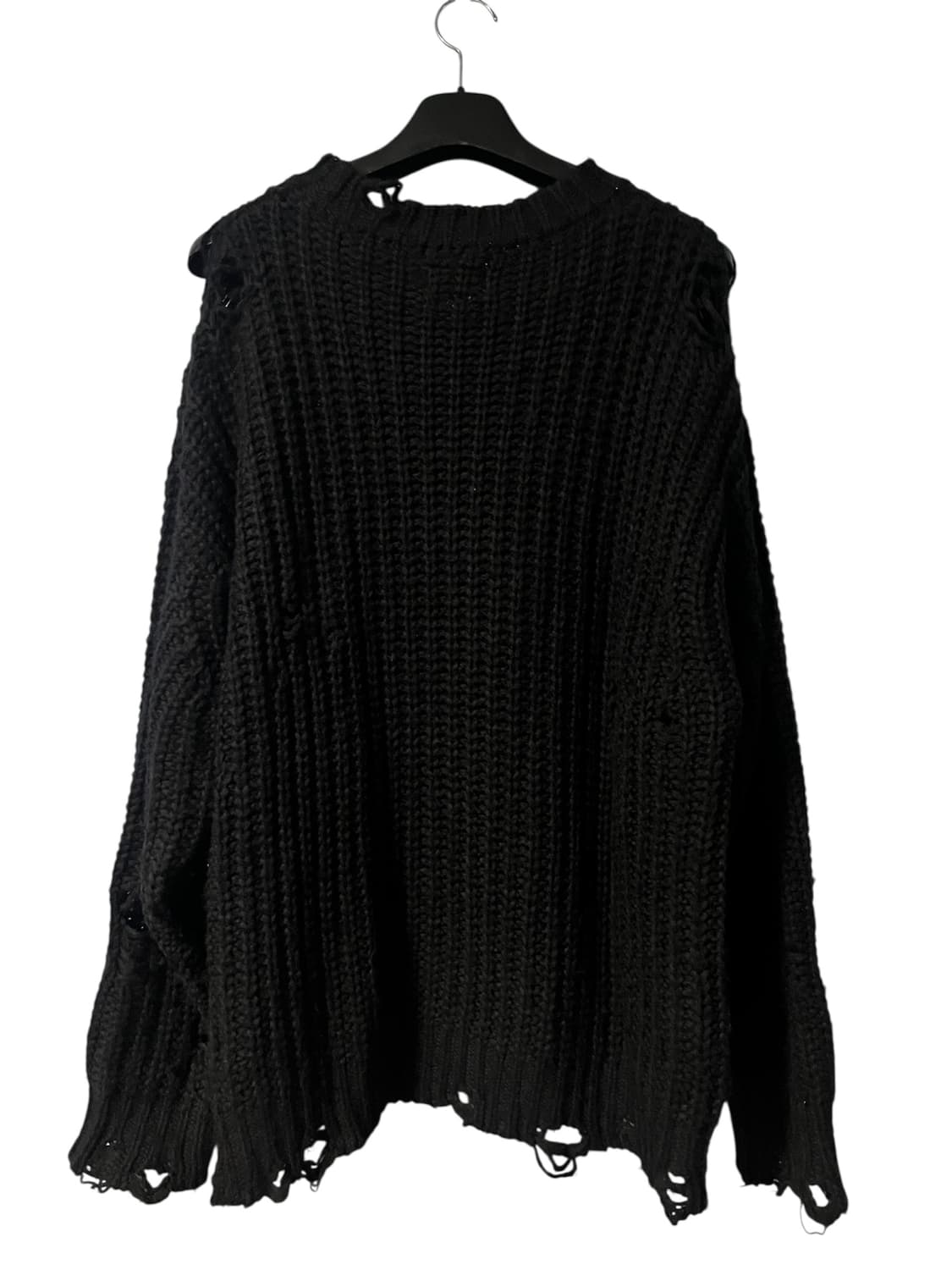 [M] 카미야 디스트레스드 풀오버 니트 블랙 상품이미지4