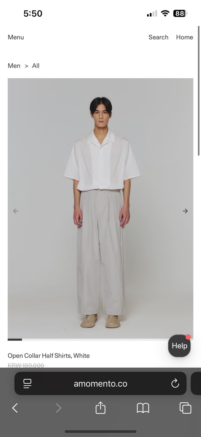 아모멘토 Open Collar Half Shirts, white L 상품이미지1