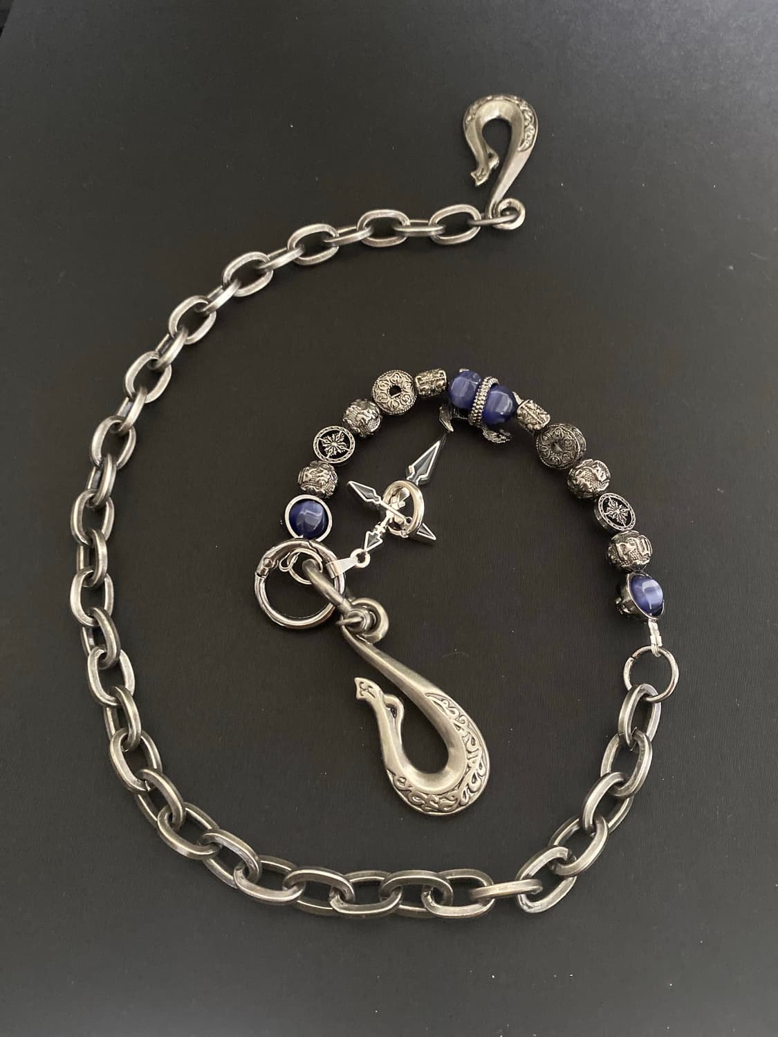 빈티지 블루비즈  팬츠 체인 상품이미지2