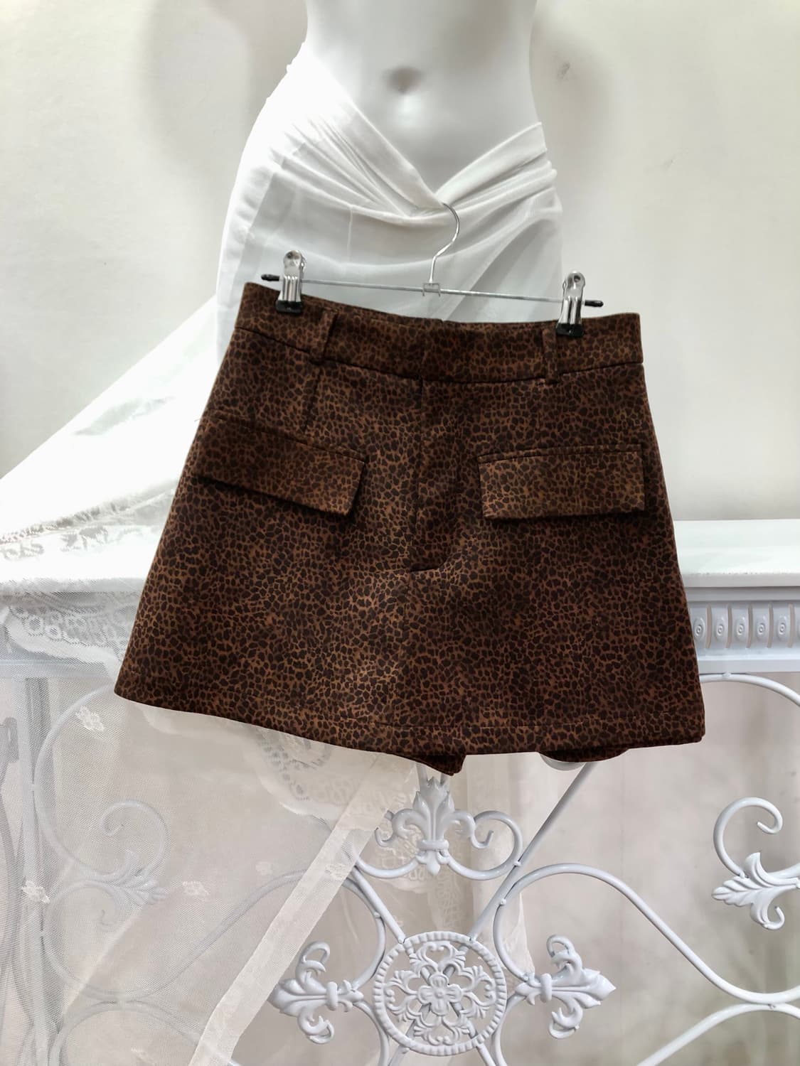 brown leopard pattern skort 상품이미지1