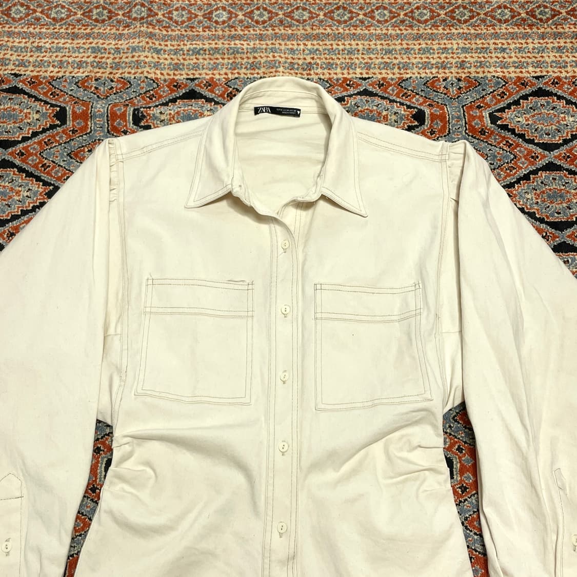 자라 아이보리 셔츠 미니 원피스 여성M 상품이미지2
